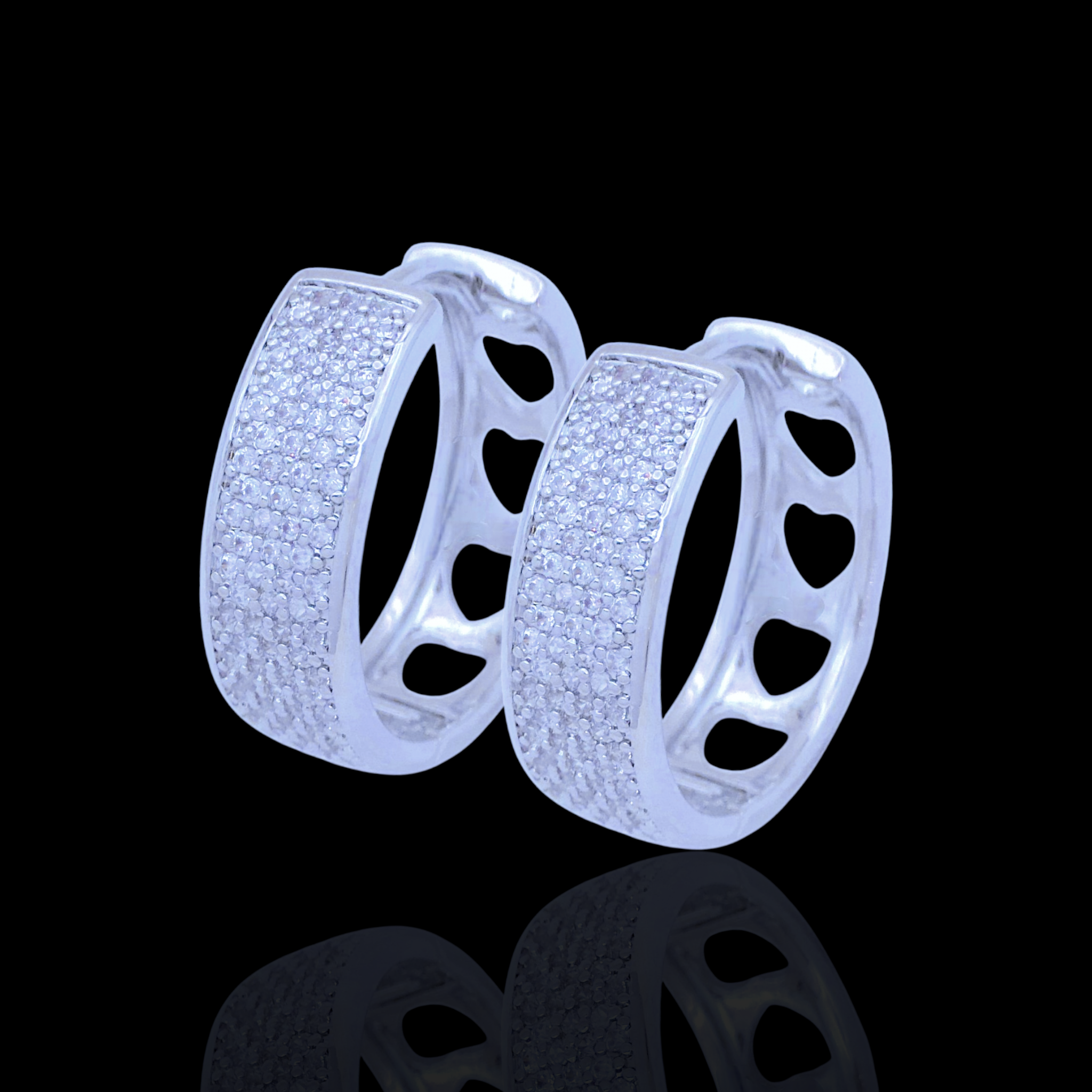 Fancy Stella Pave CZ Hoop Earrings