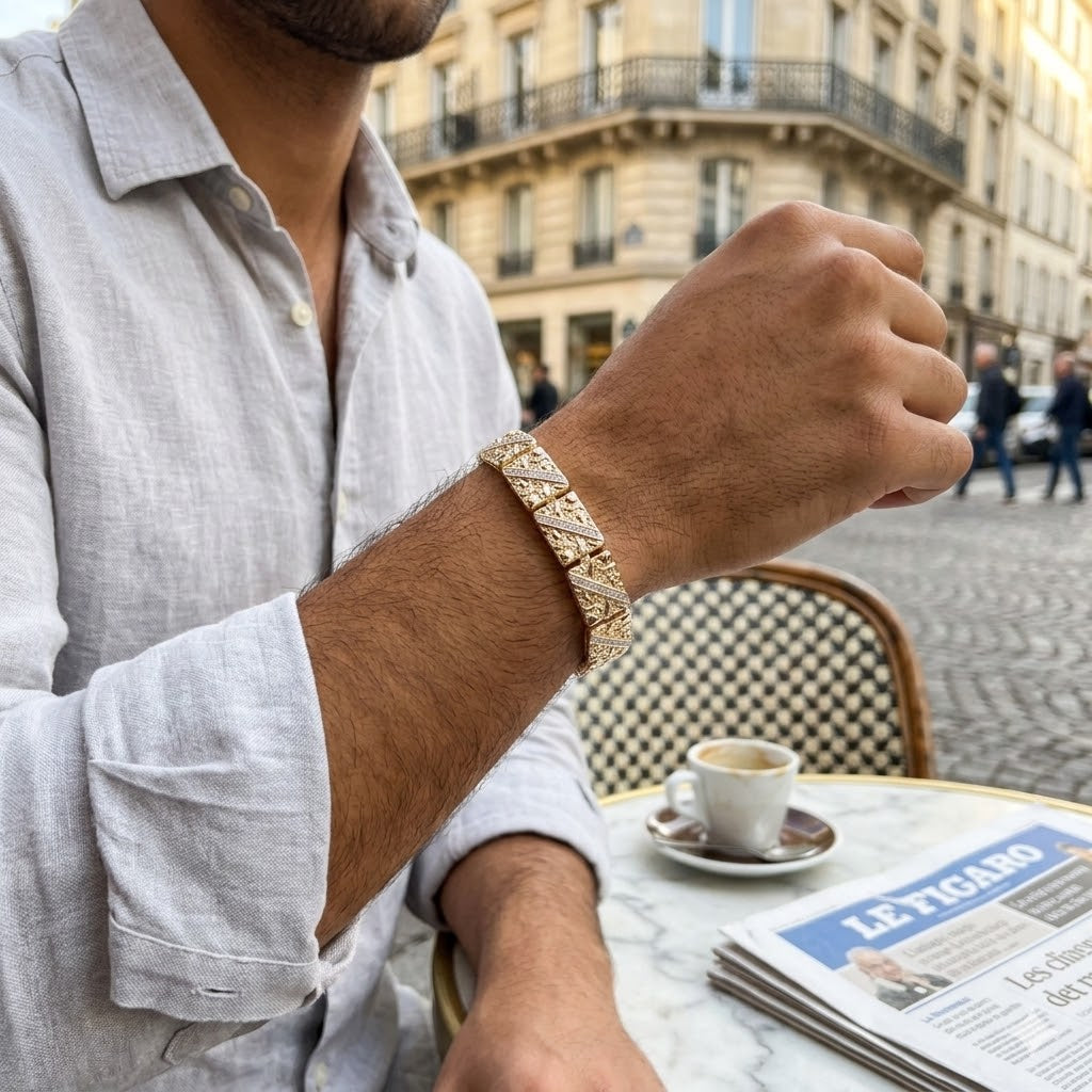 Gold Filled Oro Laminado 10mm Moroccan Nugget Gem Bracelet