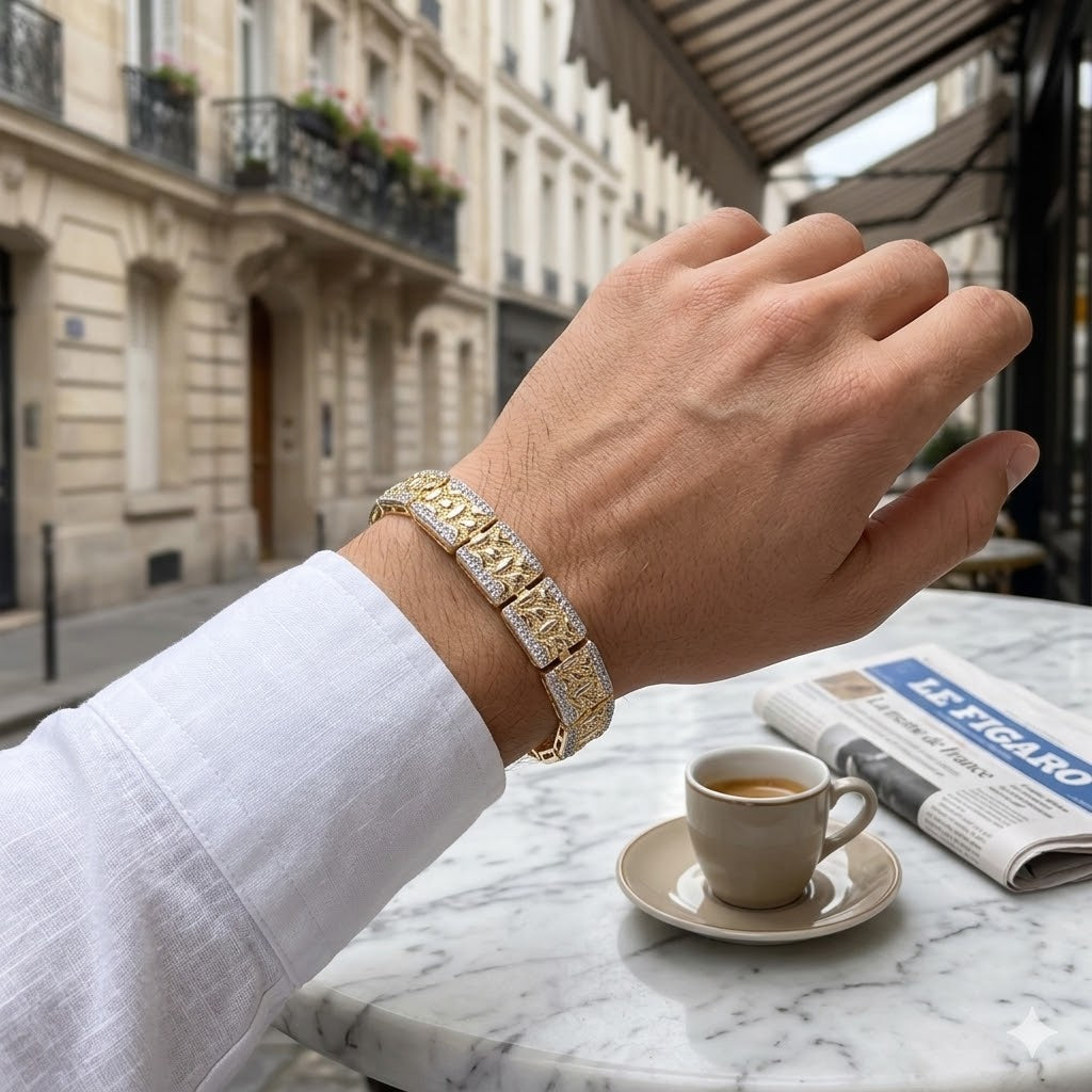 Gold Filled Oro Laminado 10mm Napoleon Nugget Gem Bracelet