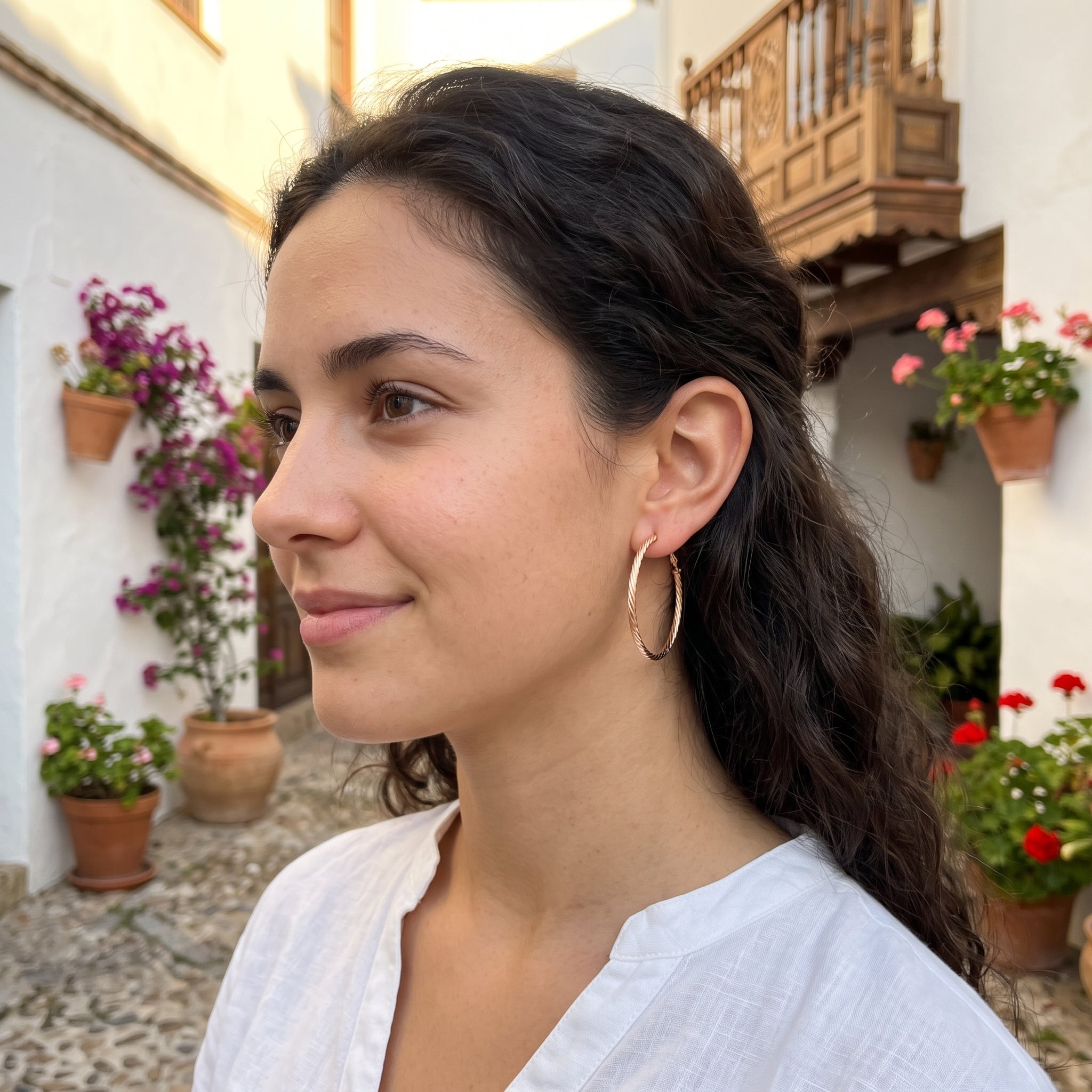 Gold Filled Oro Laminado 5mm Athena Spiral Hoop Earrings