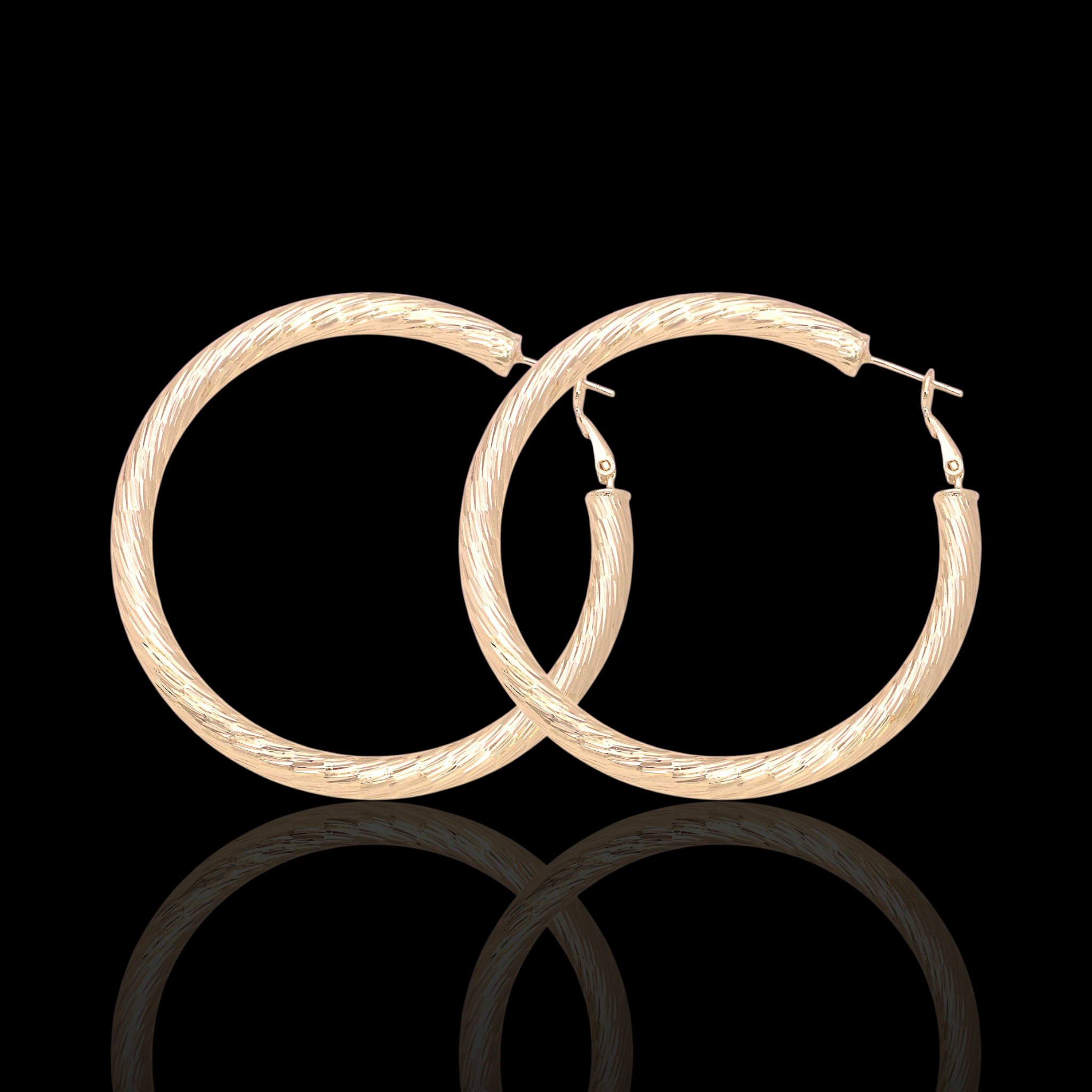 Gold Filled Oro Laminado 5mm Diamond Curved Hoop Earrings