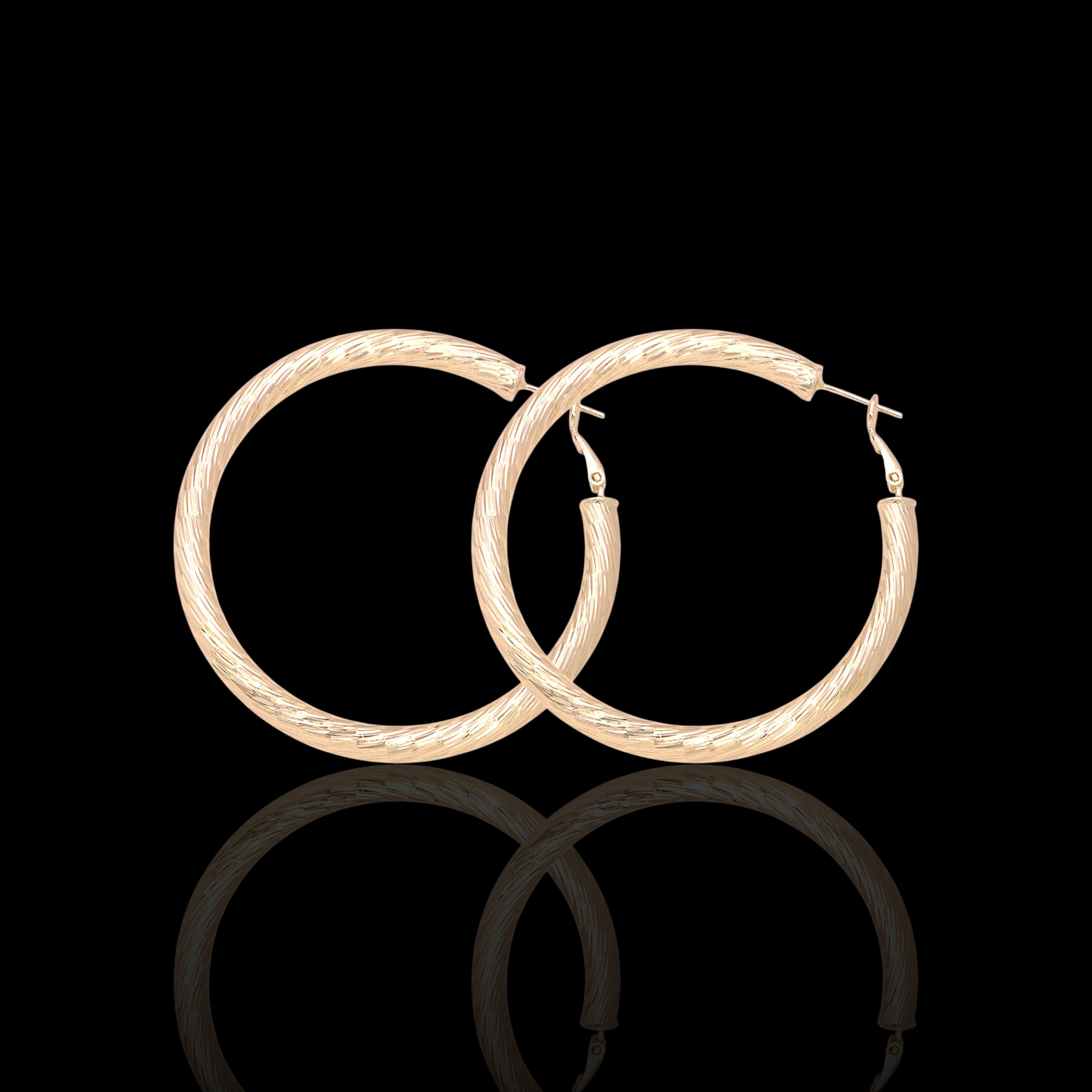 Gold Filled Oro Laminado 5mm Diamond Curved Hoop Earrings