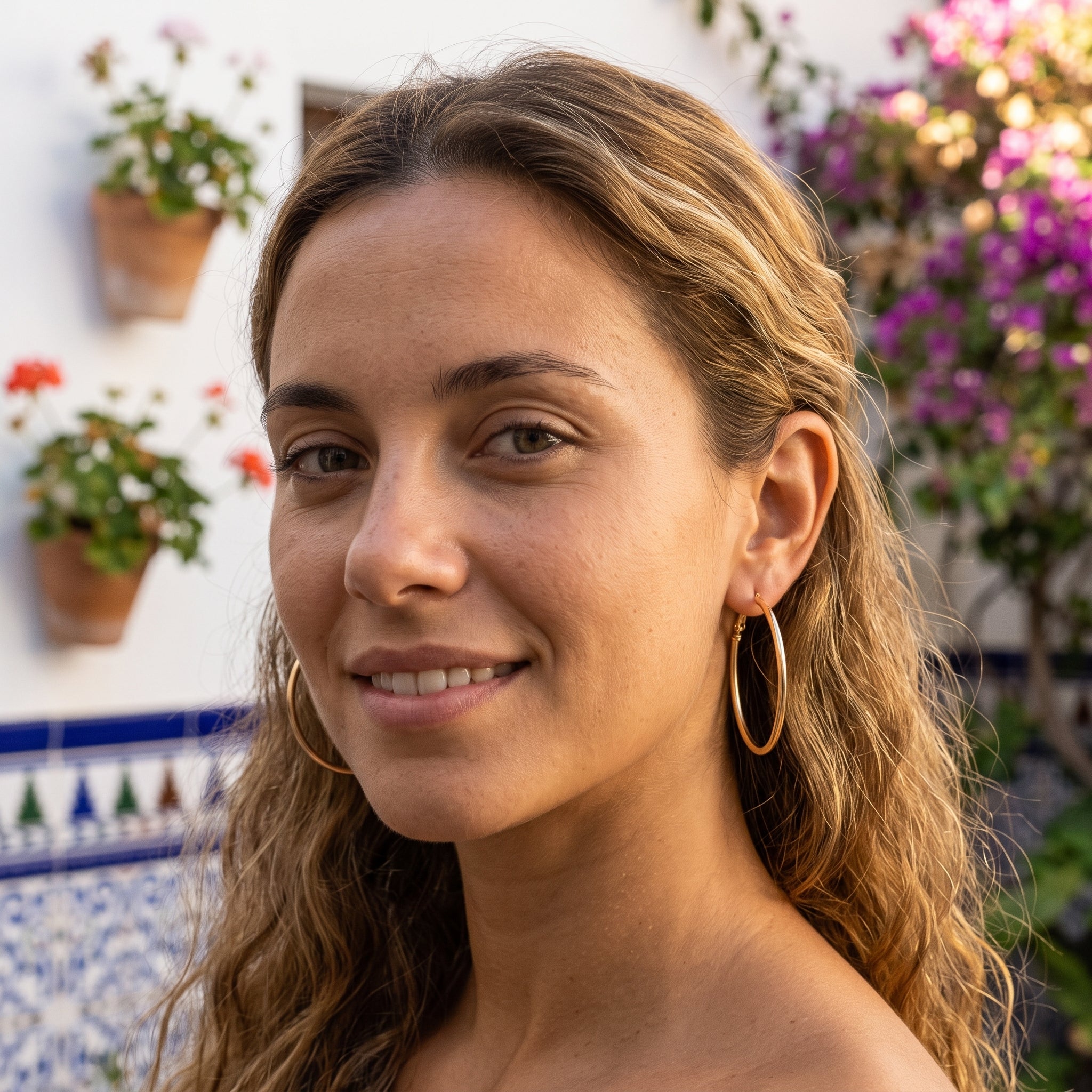 Gold Filled Oro Laminado 5mm Italian Plain Hoop Earrings