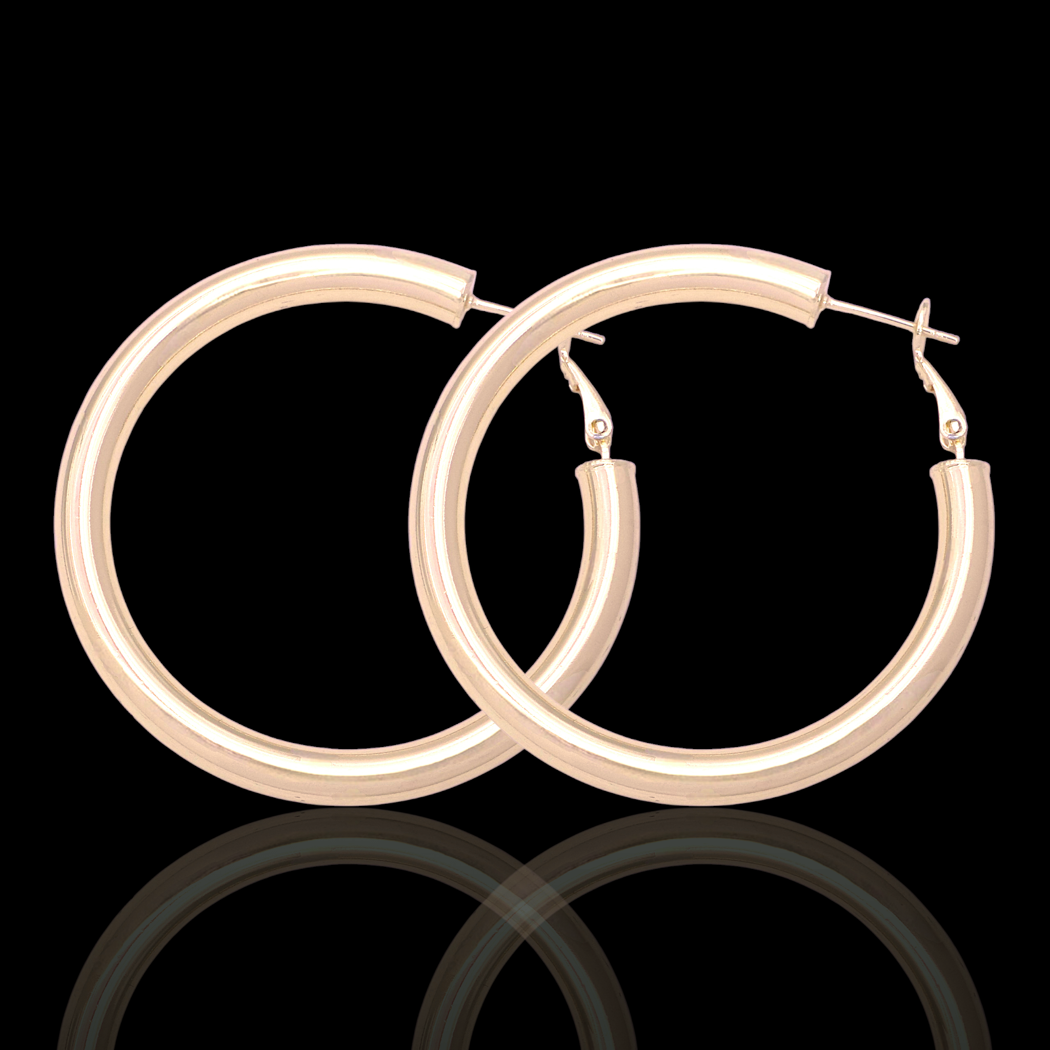 Gold Filled Oro Laminado 5mm Italian Plain Hoop Earrings