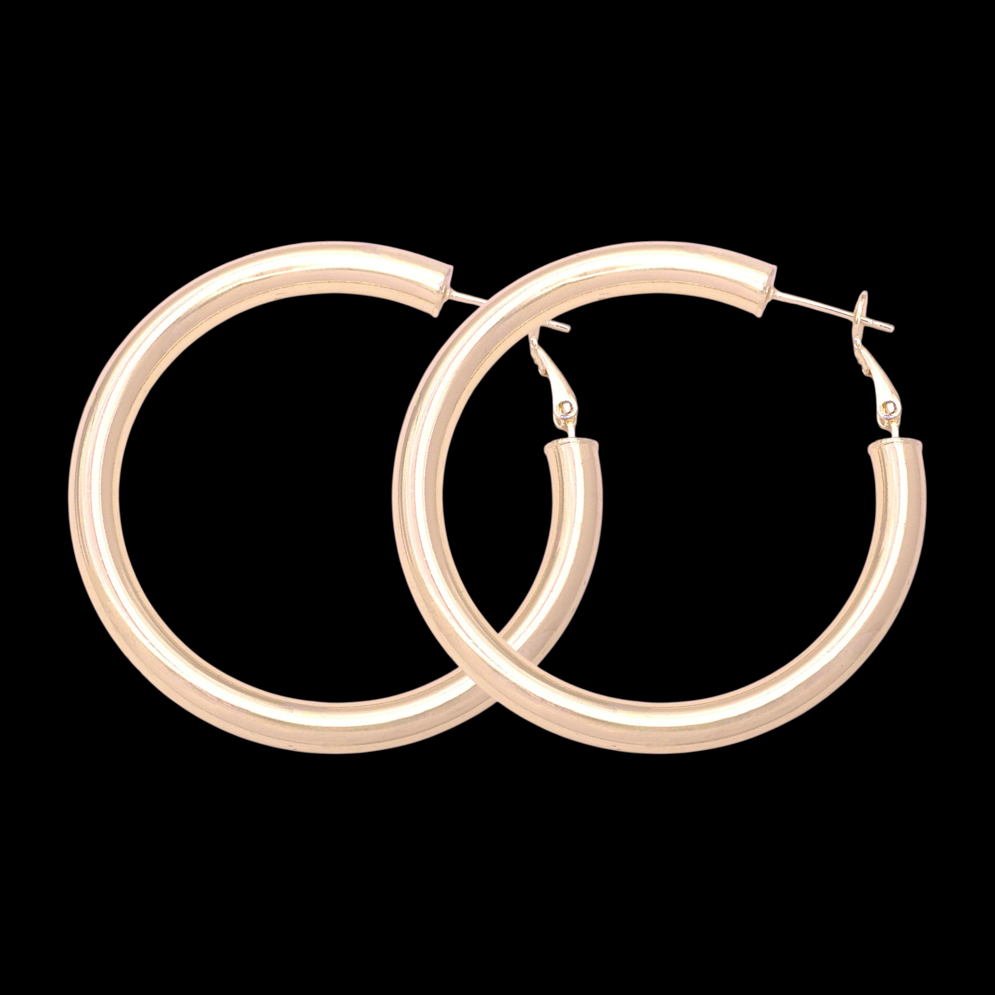 Gold Filled Oro Laminado 5mm Italian Plain Hoop Earrings