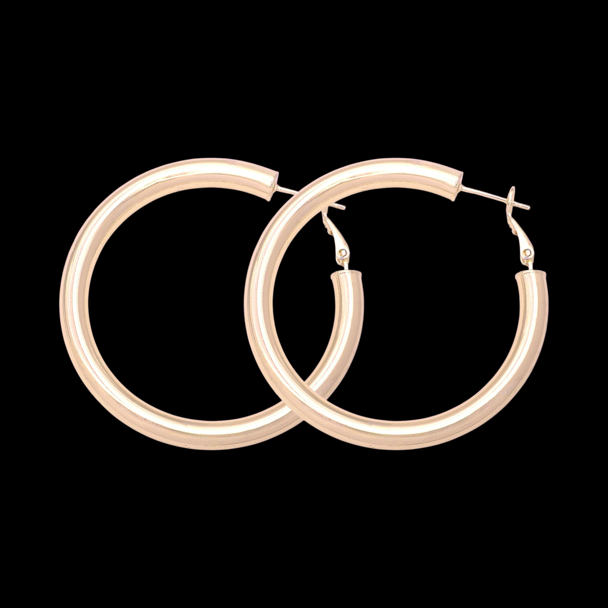 Gold Filled Oro Laminado 5mm Italian Plain Hoop Earrings