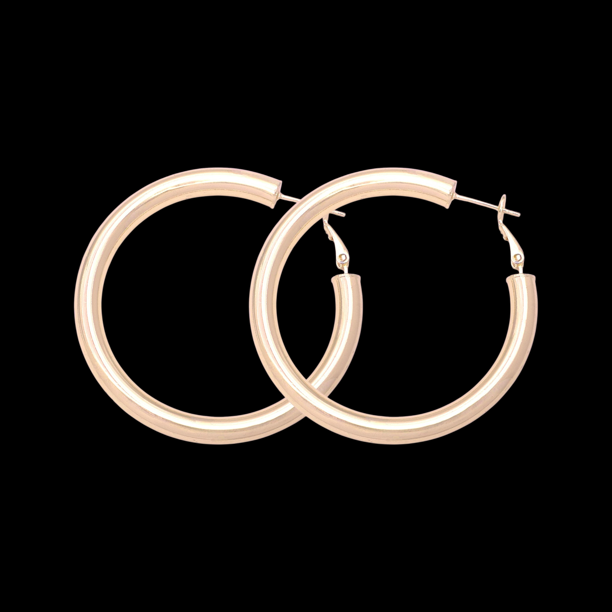 Gold Filled Oro Laminado 5mm Italian Plain Hoop Earrings