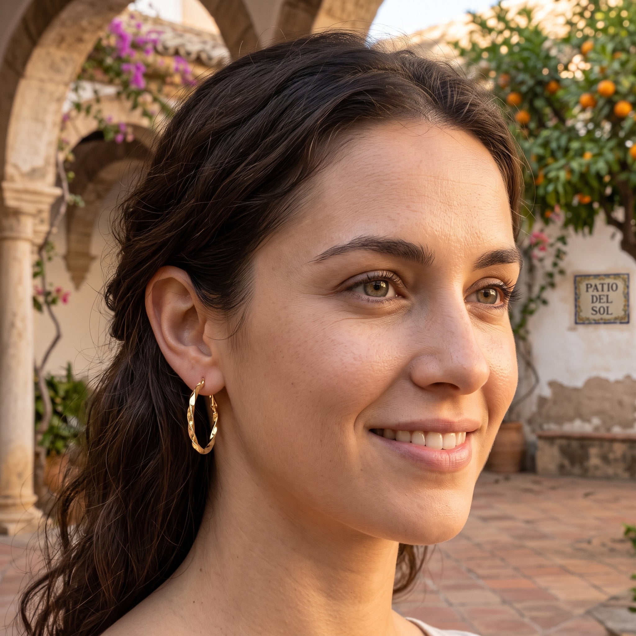 Gold Filled Oro Laminado 5mm Moroccan Spiral Hoop Earrings