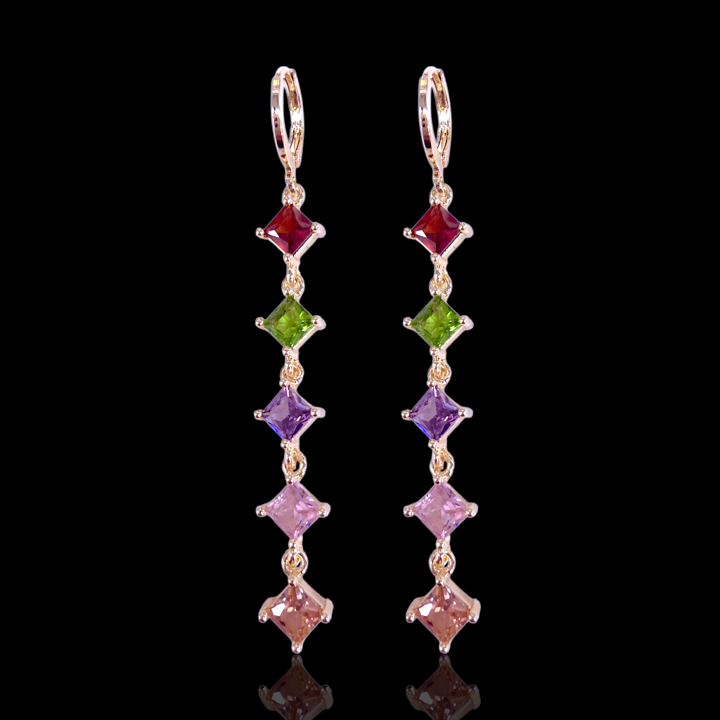 Gold Filled Oro Laminado Aphrodite Gems Dangle Earrings