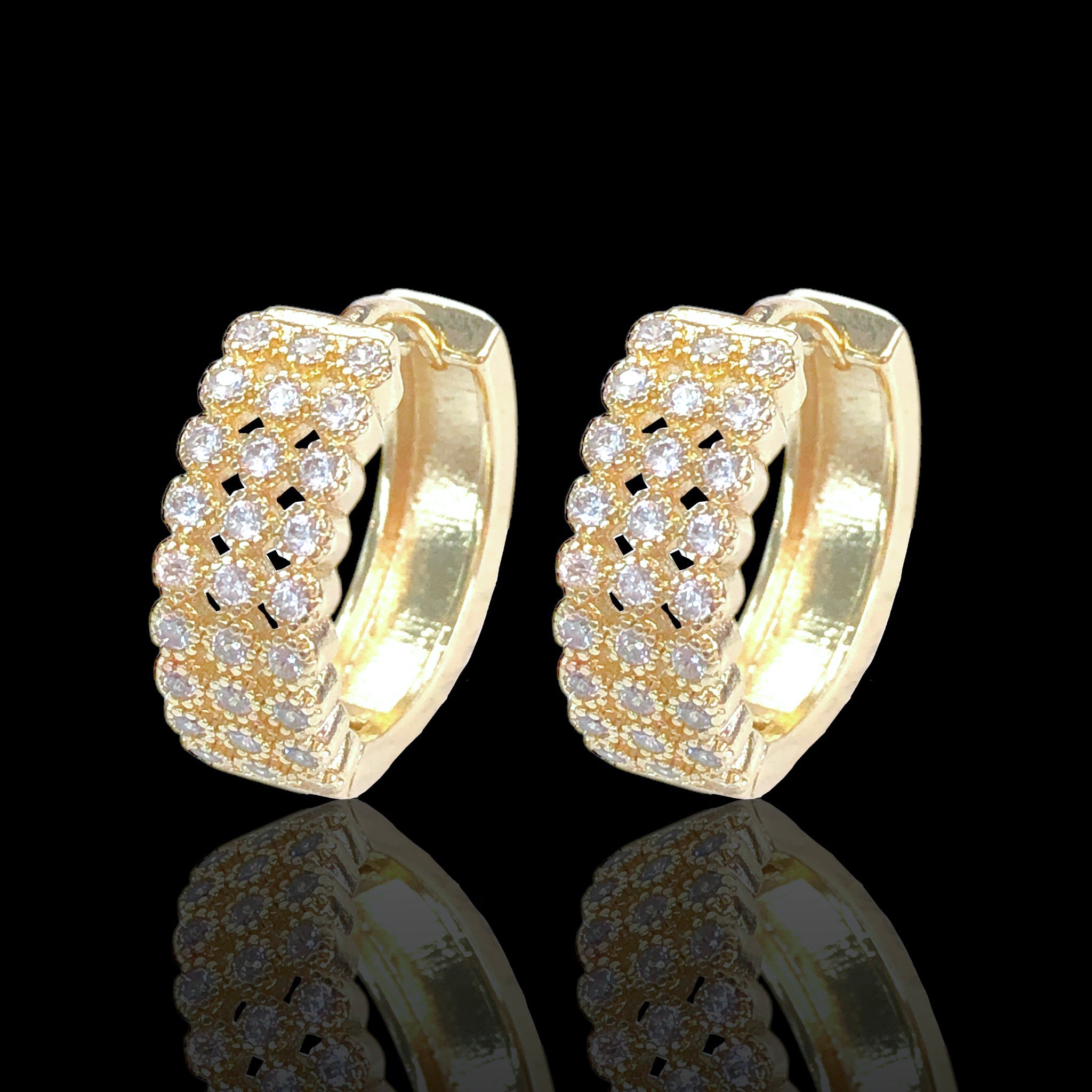 Gold Filled Oro Laminado Arabic Princess Zirconia Earrings