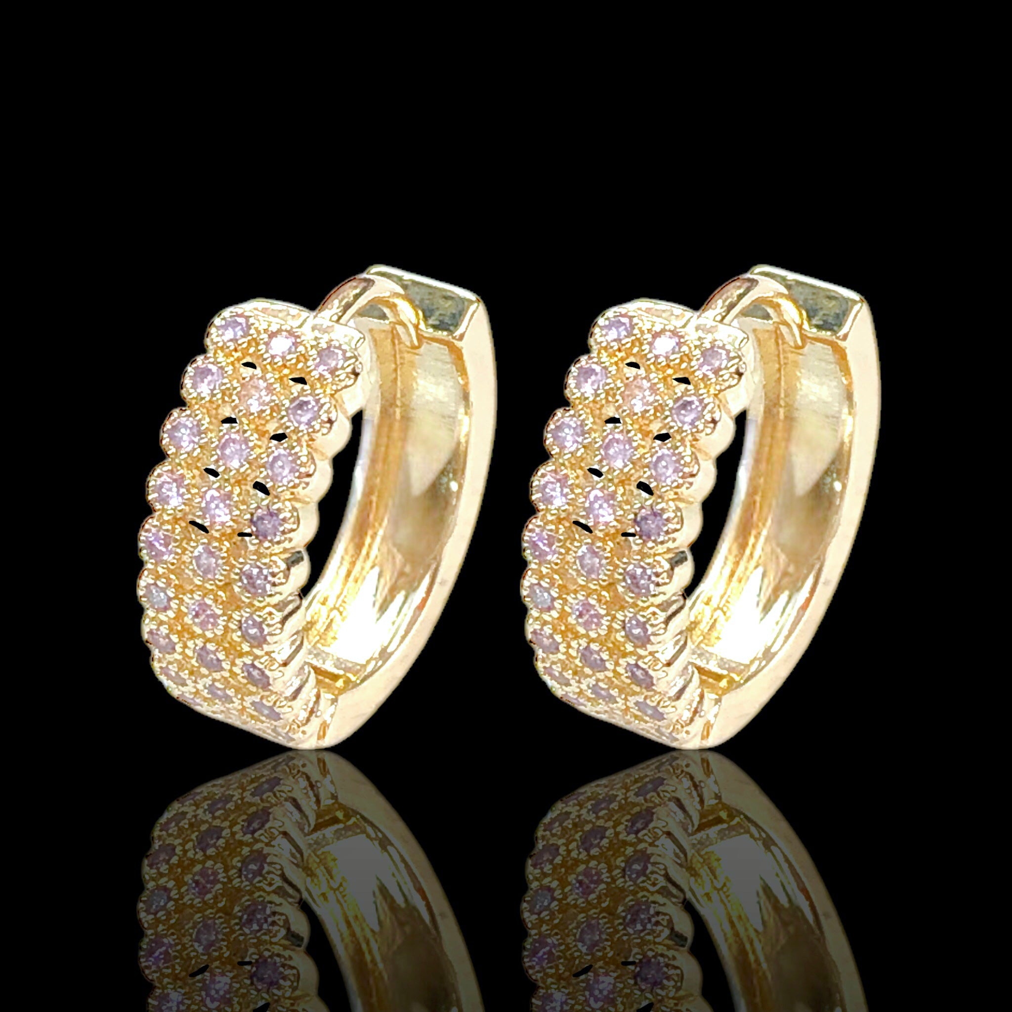 Gold Filled Oro Laminado Arabic Princess Zirconia Earrings