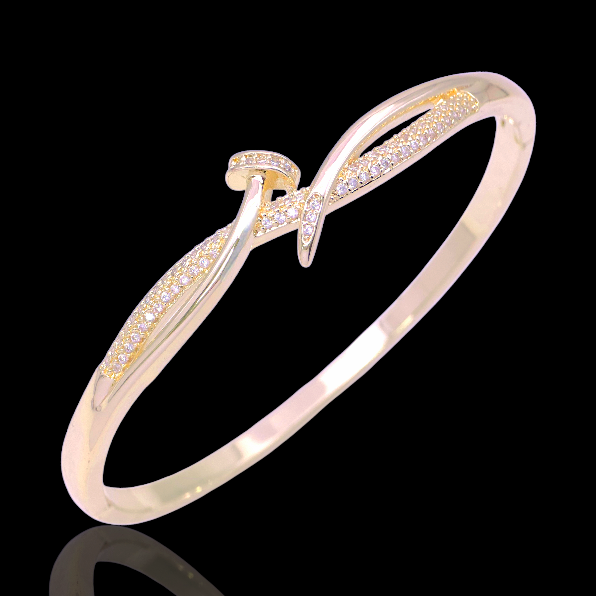 Gold Filled Oro Laminado Artisans Mark Zirconia Bangle