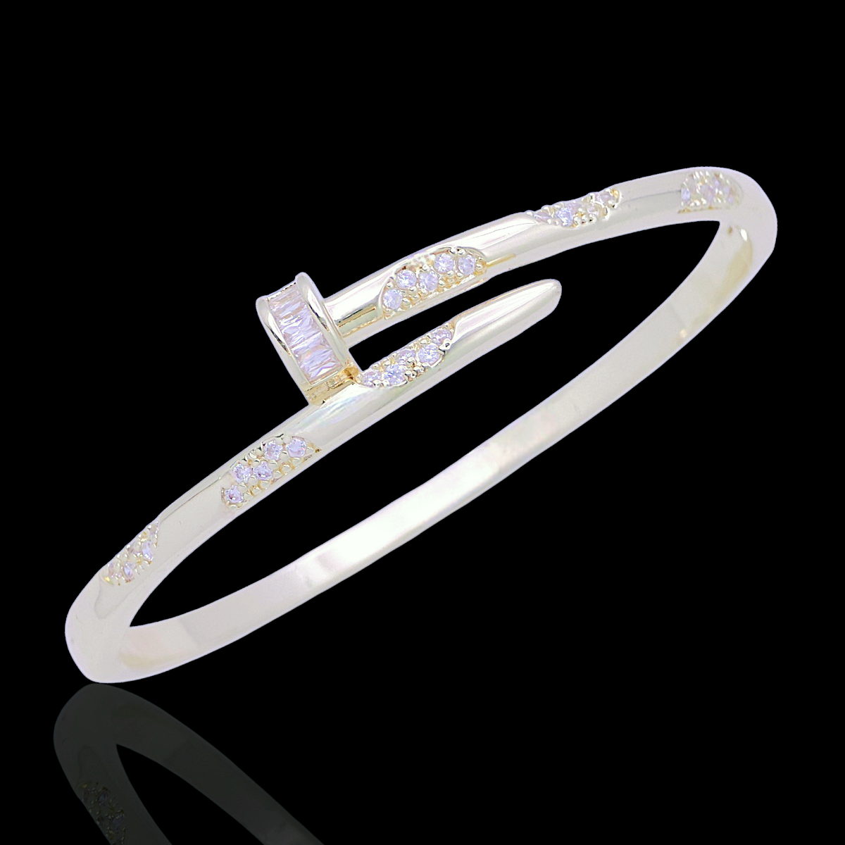 Gold Filled Oro Laminado Astra Nail Zirconia Bangle