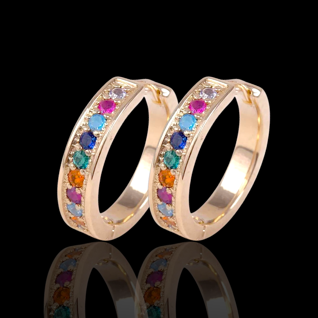 Gold Filled Oro Laminado Athena Gem Huggie Earrings