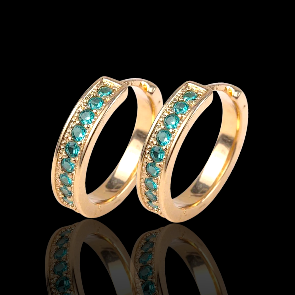 Gold Filled Oro Laminado Athena Gem Huggie Earrings