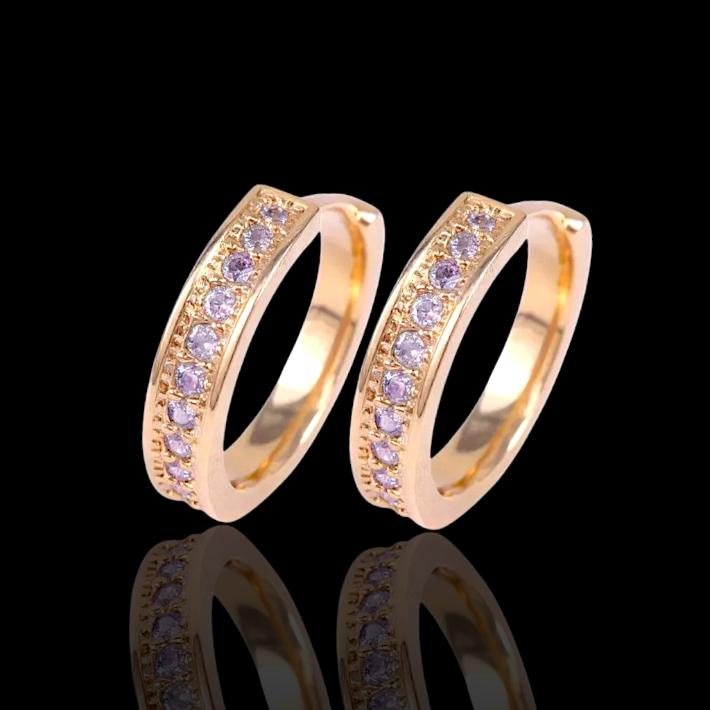 Gold Filled Oro Laminado Athena Gem Huggie Earrings