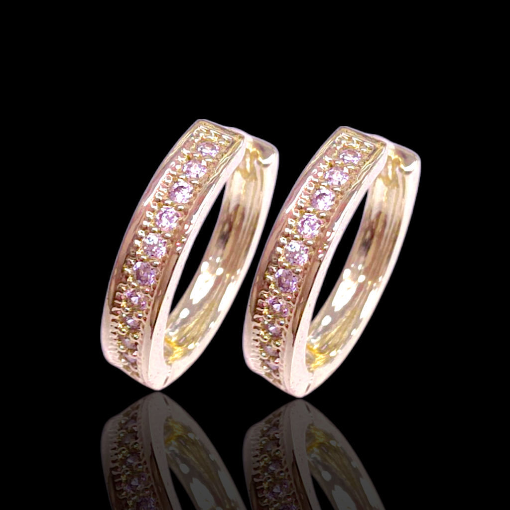 Gold Filled Oro Laminado Athena Gem Huggie Earrings