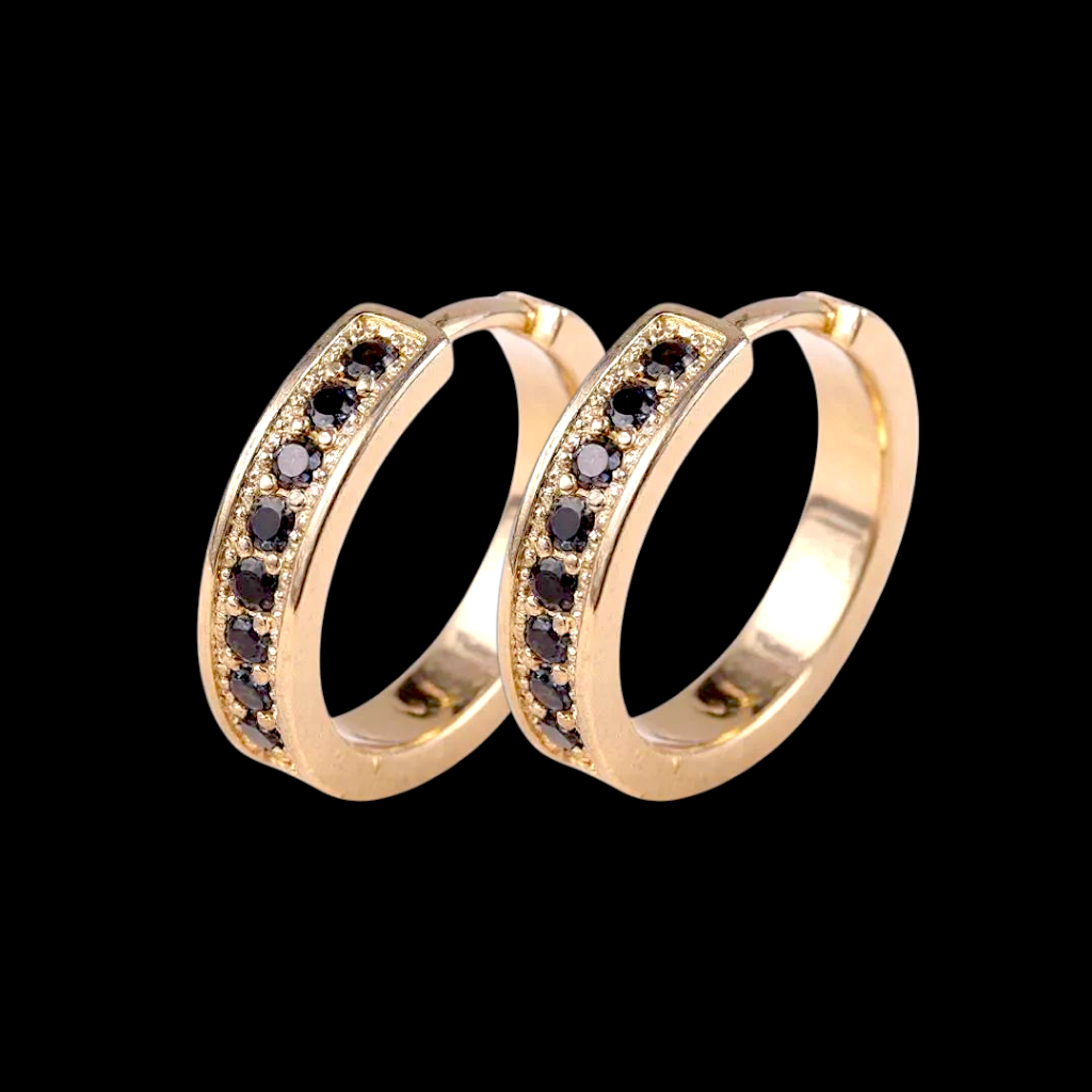 Gold Filled Oro Laminado Athena Gem Huggie Earrings