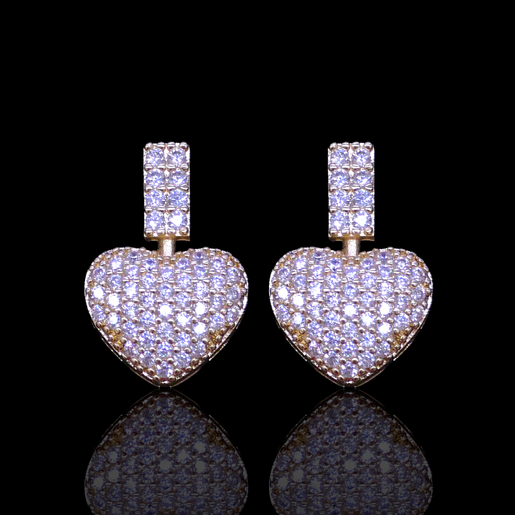 Gold Filled Oro Laminado Athens Heart Zirconia Earrings