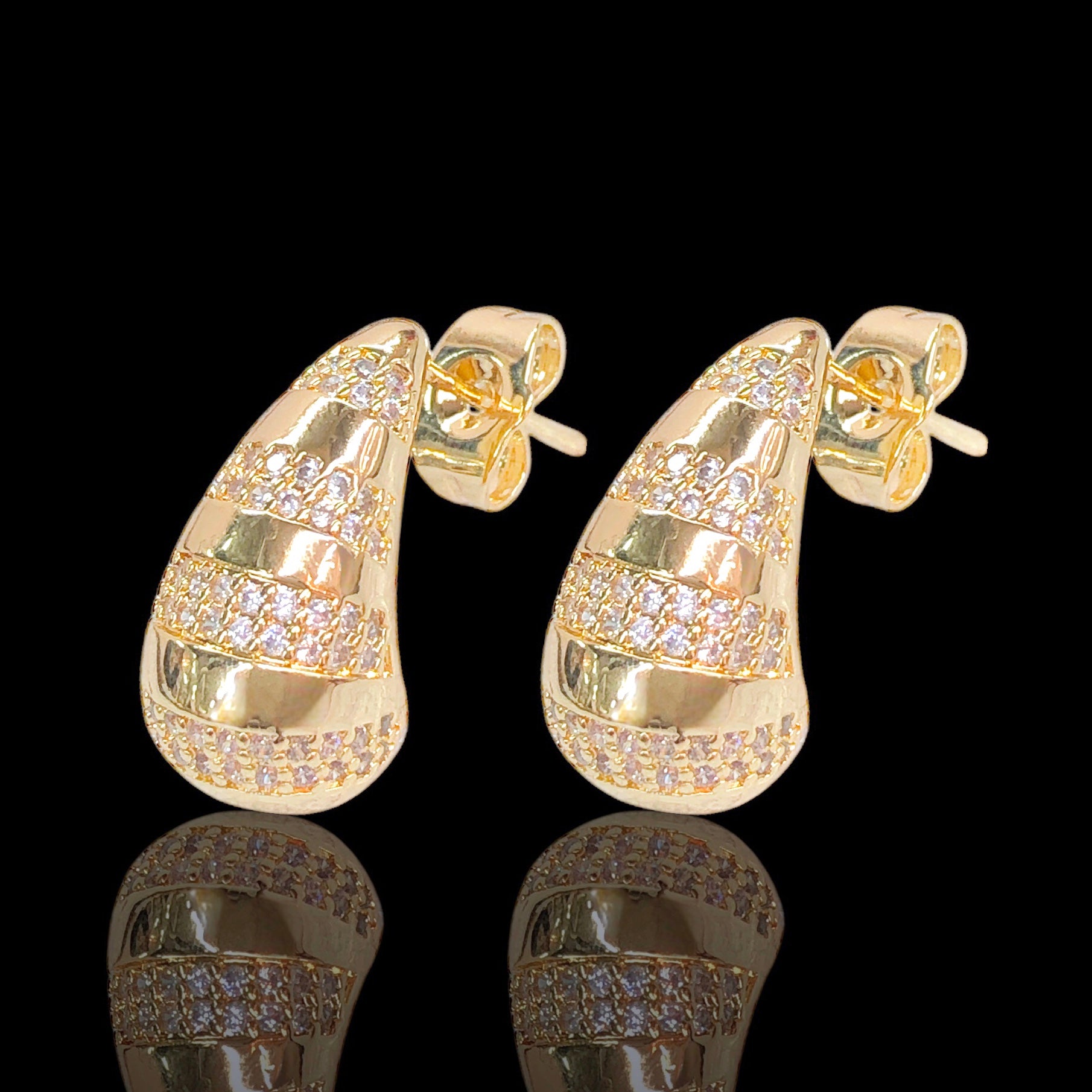 Gold Filled Oro Laminado Aurora Arc Zirconia Earrings