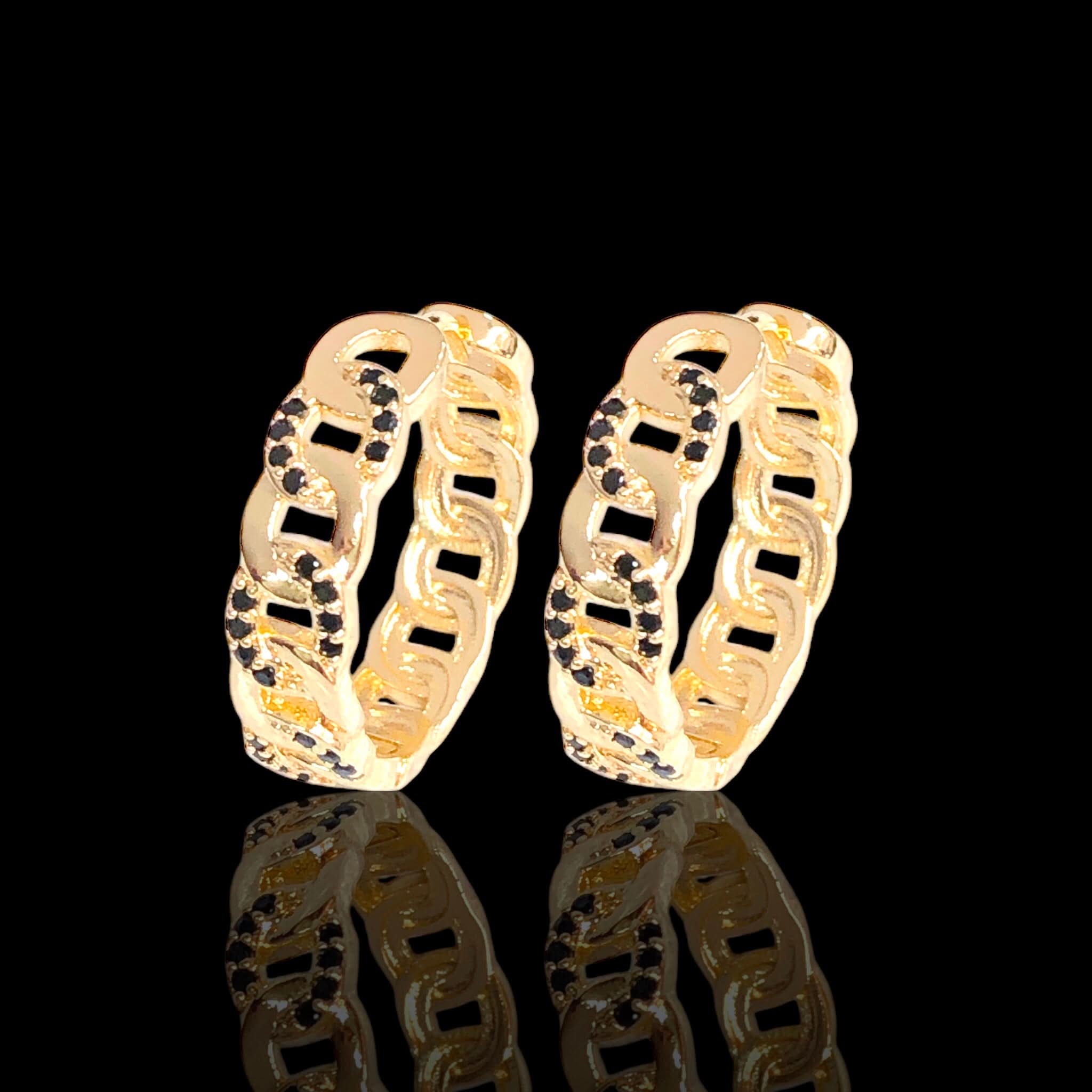 Gold Filled Oro Laminado Austria Cuban Link Zirconia Earrings