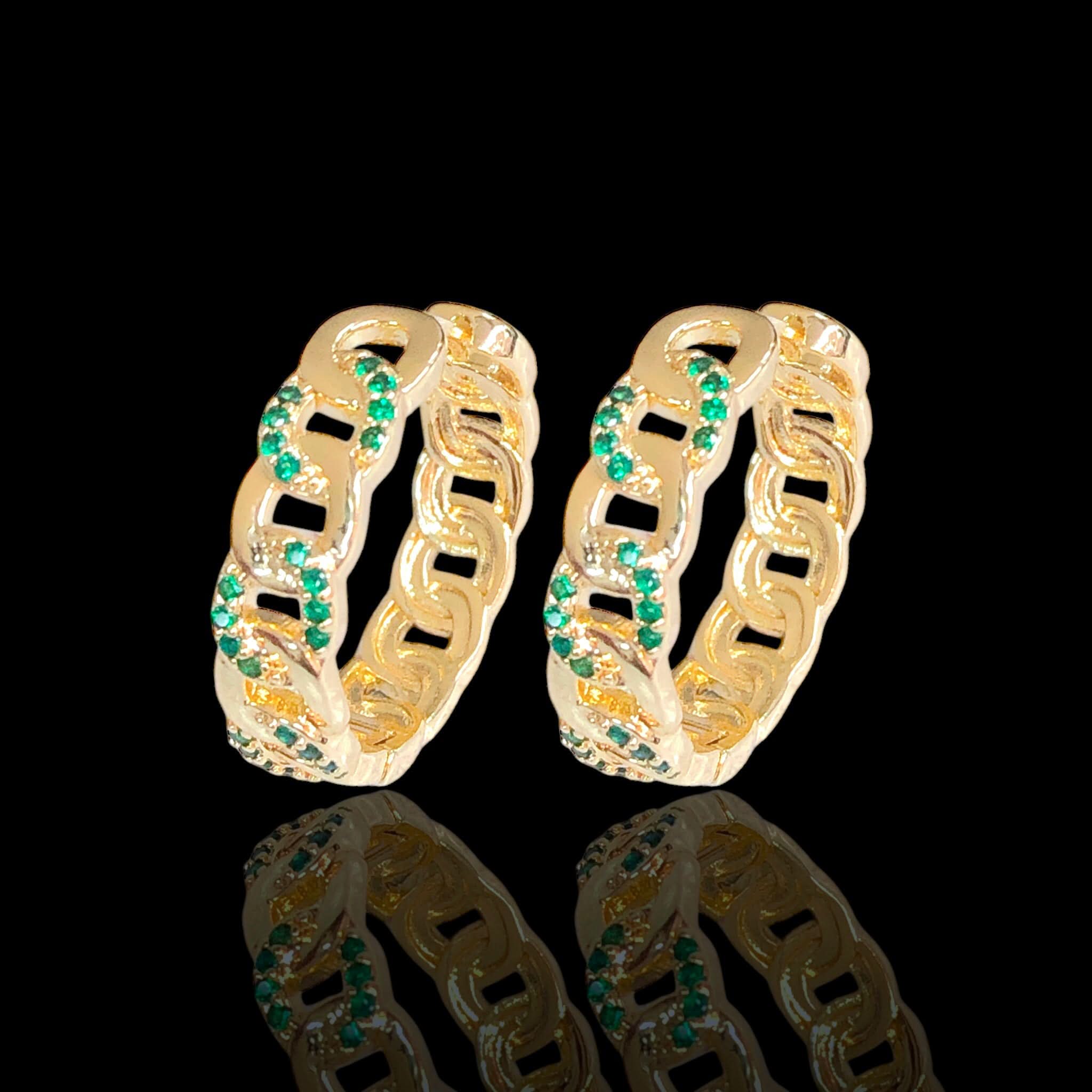 Gold Filled Oro Laminado Austria Cuban Link Zirconia Earrings