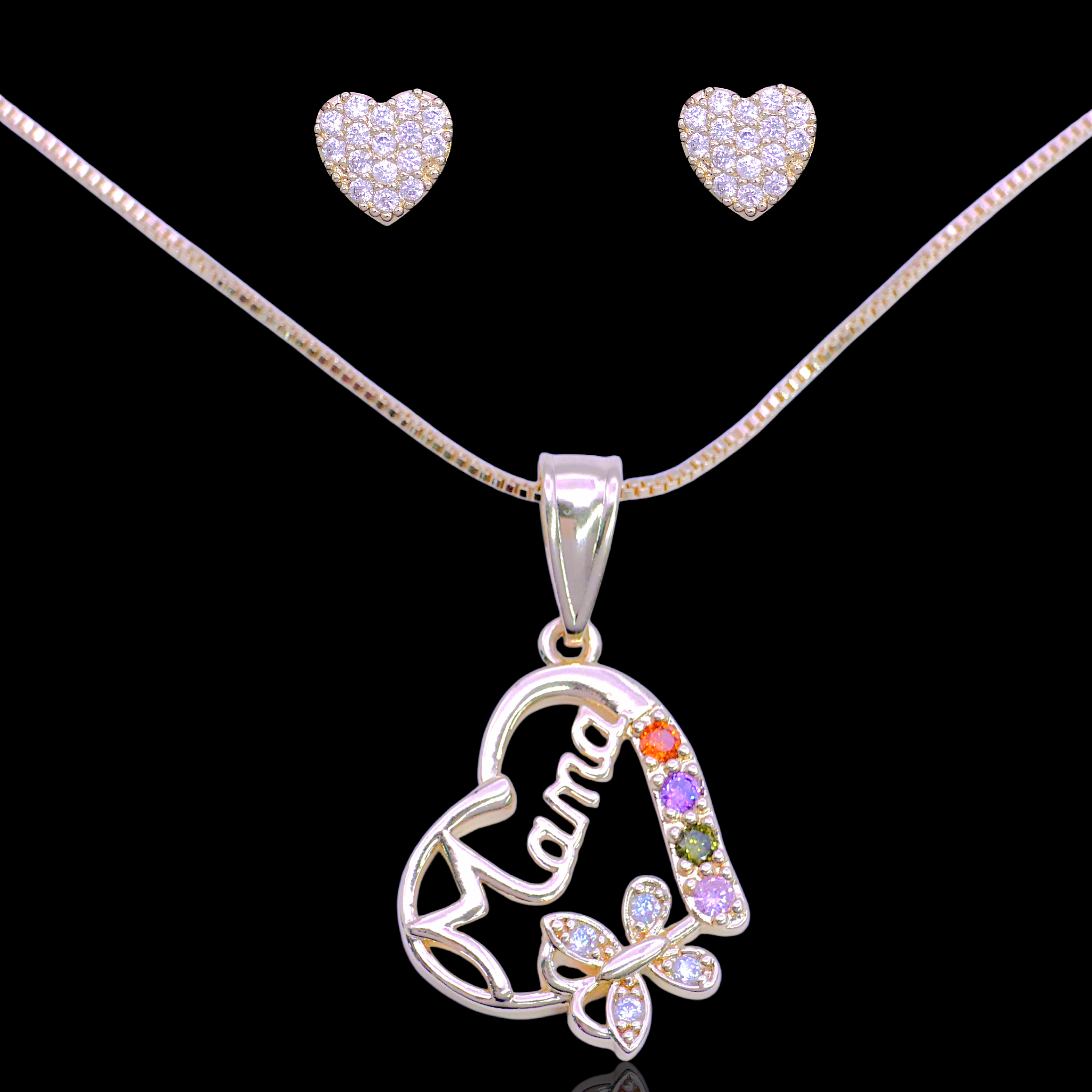 Gold Filled Oro Laminado Beloved Mama Zirconia Jewelry Set