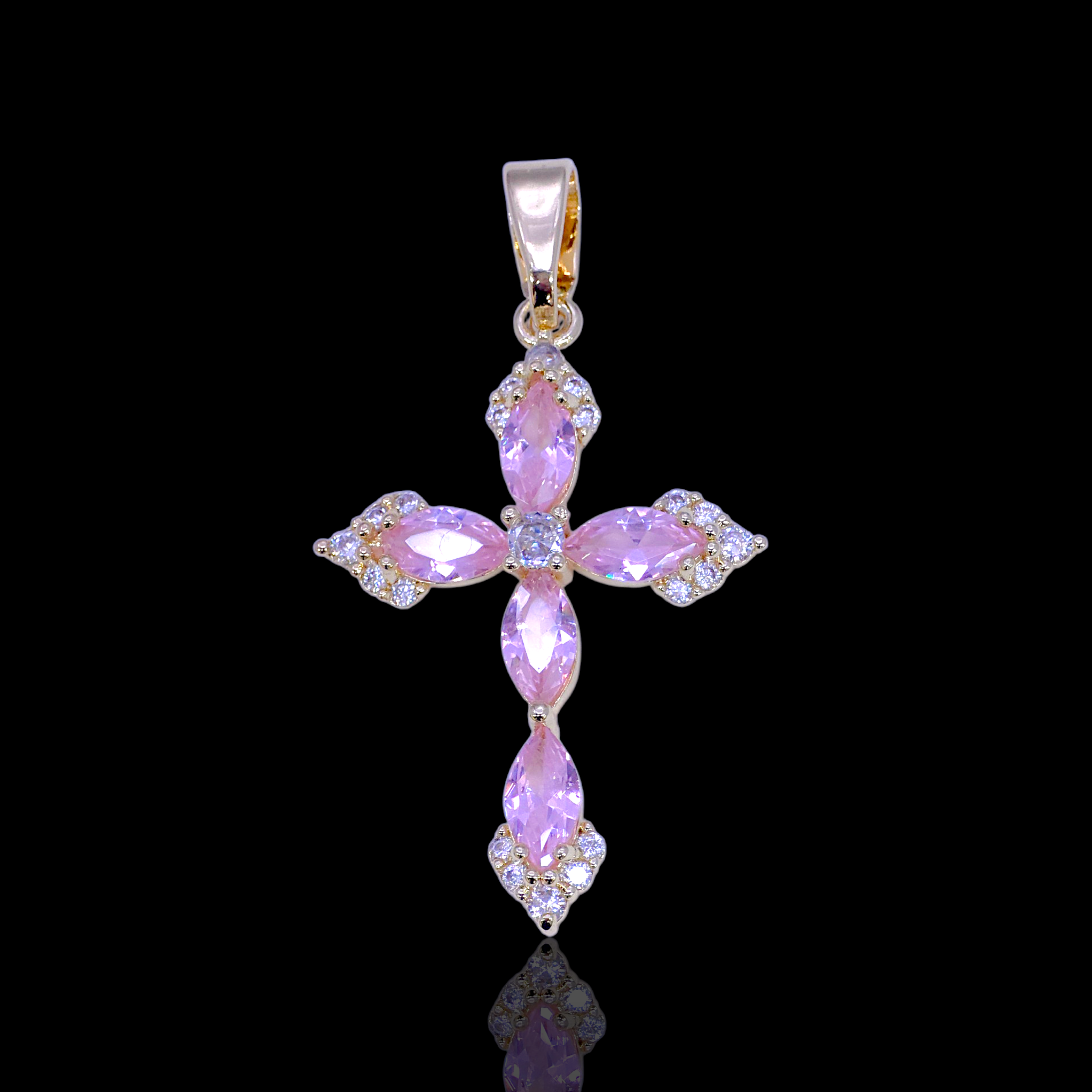 Gold Filled Oro Laminado Bethlehem Zirconia Cross Pendant