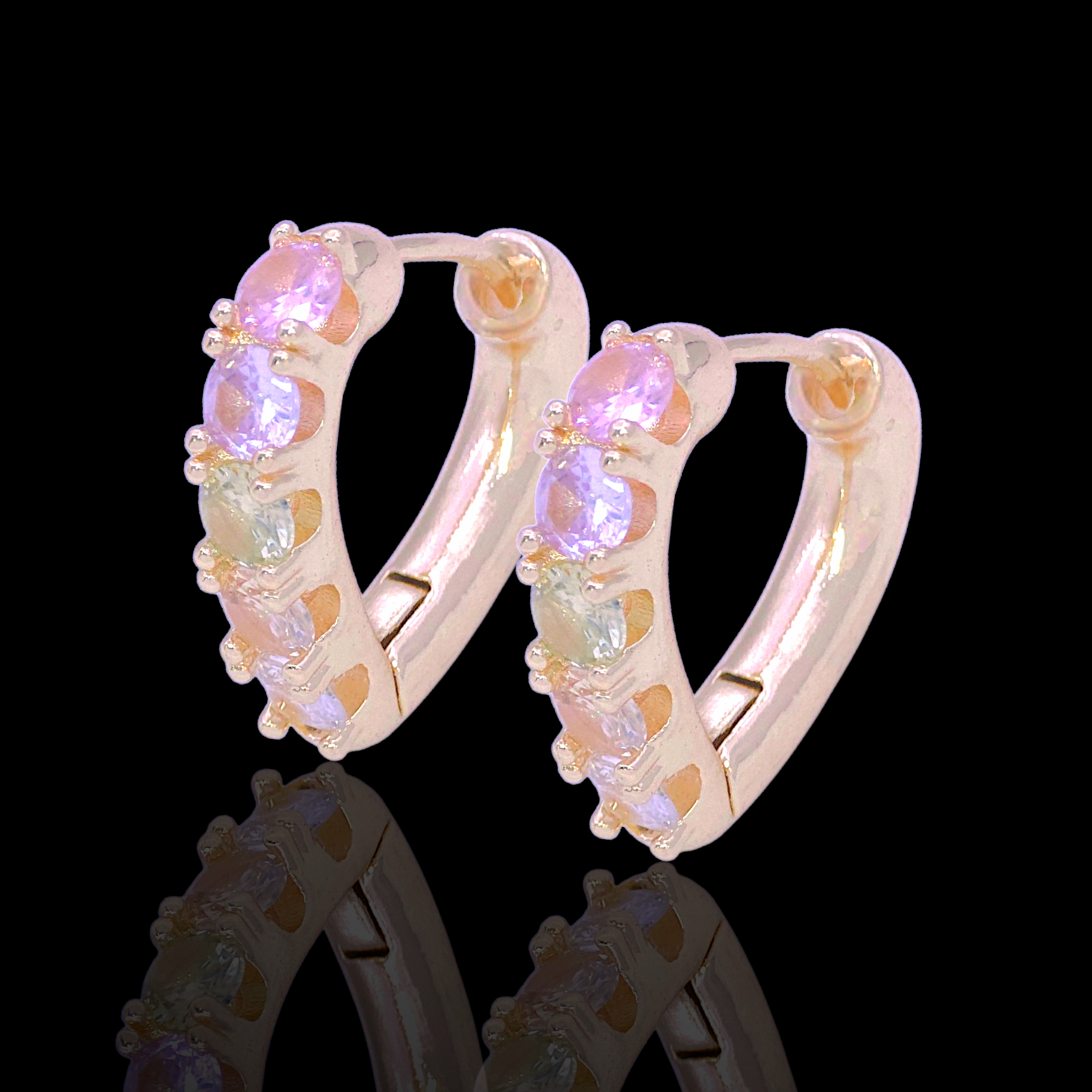 Gold Filled Oro Laminado Celestial Heart Zirconia Earrings
