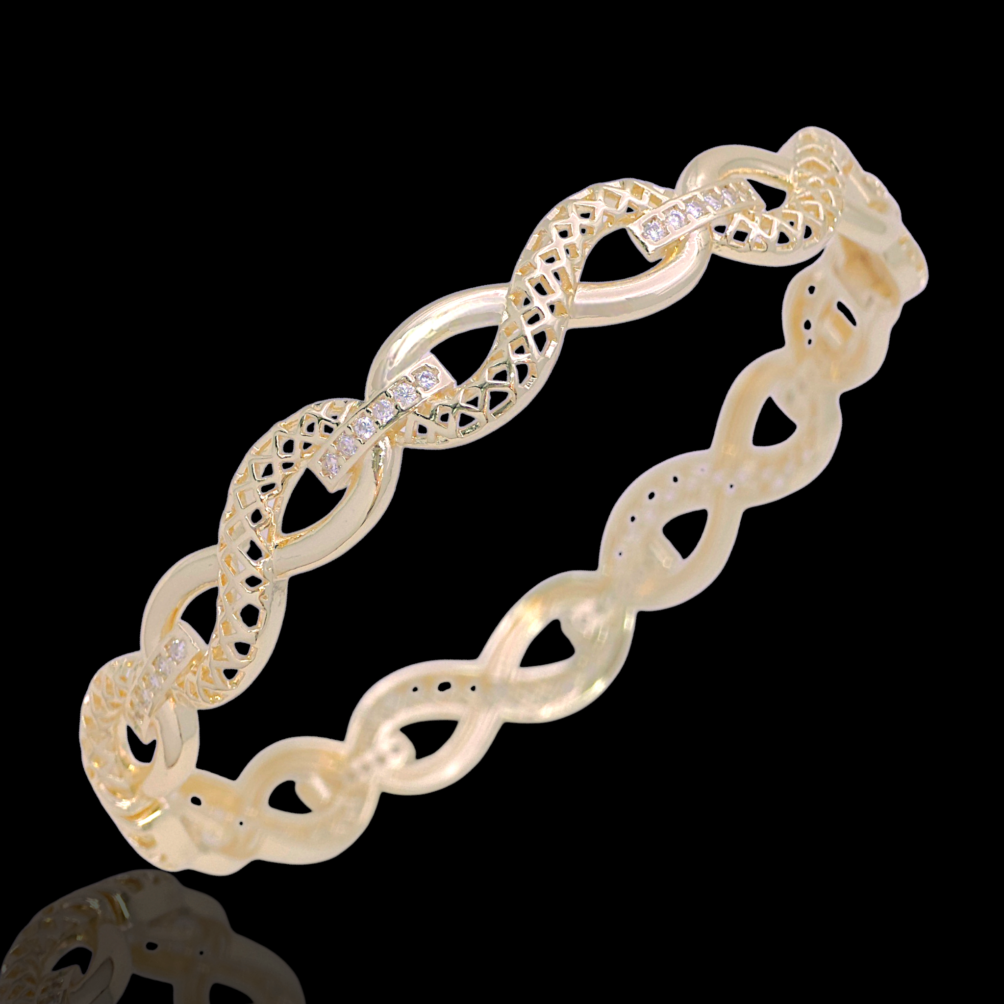 Gold Filled Oro Laminado Chandra Infinity Zirconia Bangle
