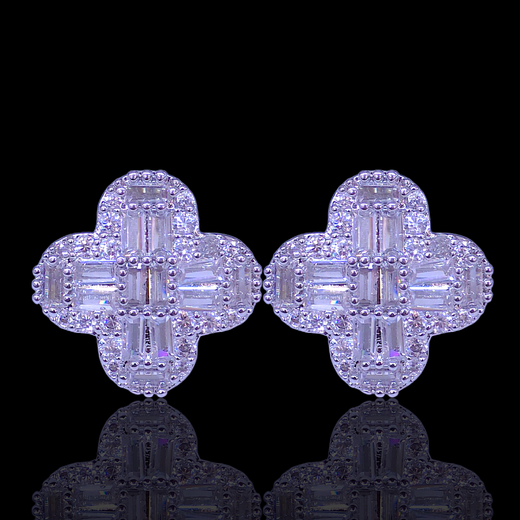Gold Filled Oro Laminado Crystal Blossom Stud Earrings