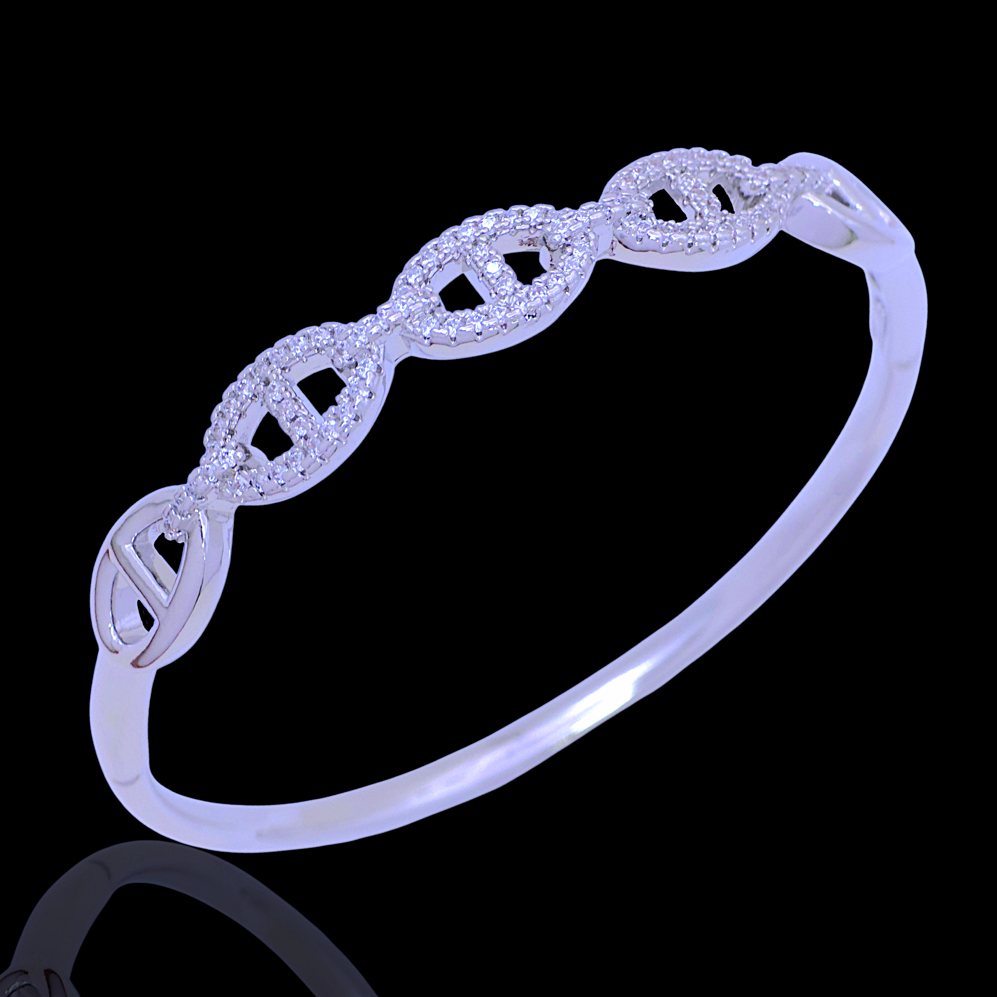 Gold Filled Oro Laminado Crystalline Mariner Zirconia Bangle