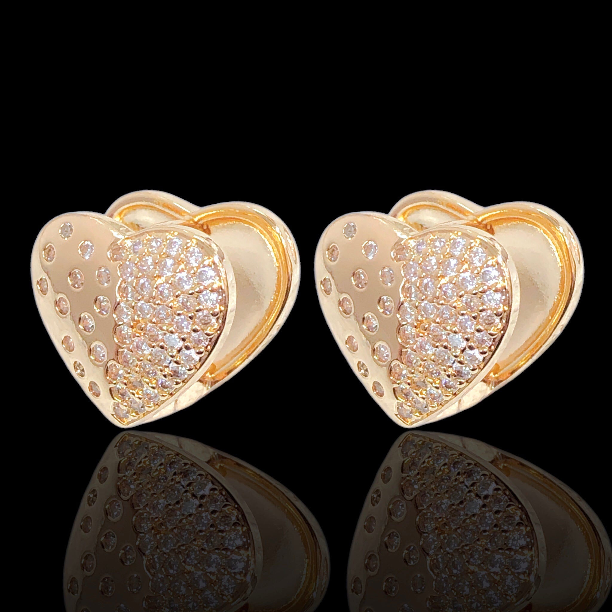 Gold Filled Oro Laminado Cupid's Heart Huggie Earrings