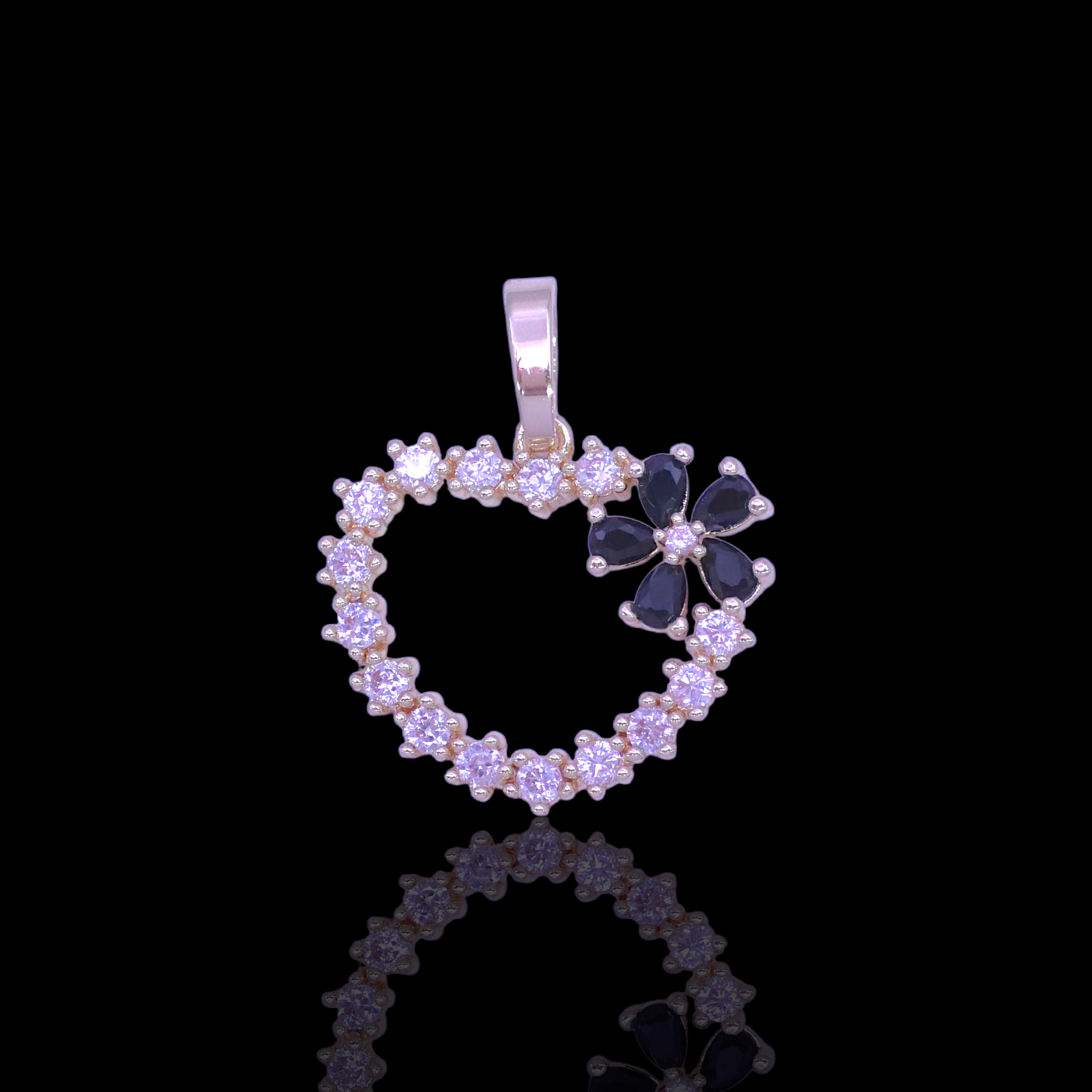 Gold Filled Oro Laminado Dazzling Heart Blossom CZ Pendant
