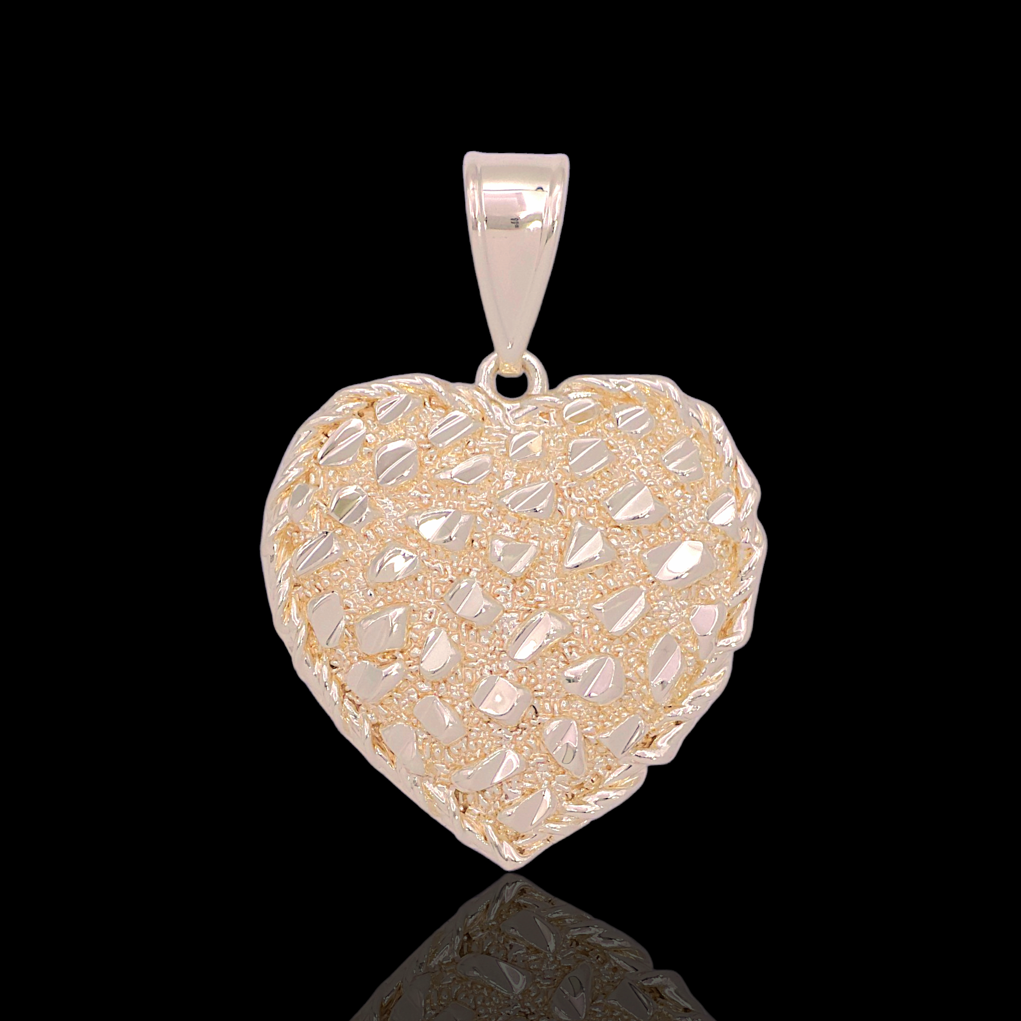 Gold Filled Oro Laminado Diamond Cut Vienna Heart Pendant