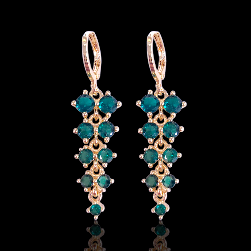 Gold Filled Oro Laminado Dionysus Gems Dangle Earrings