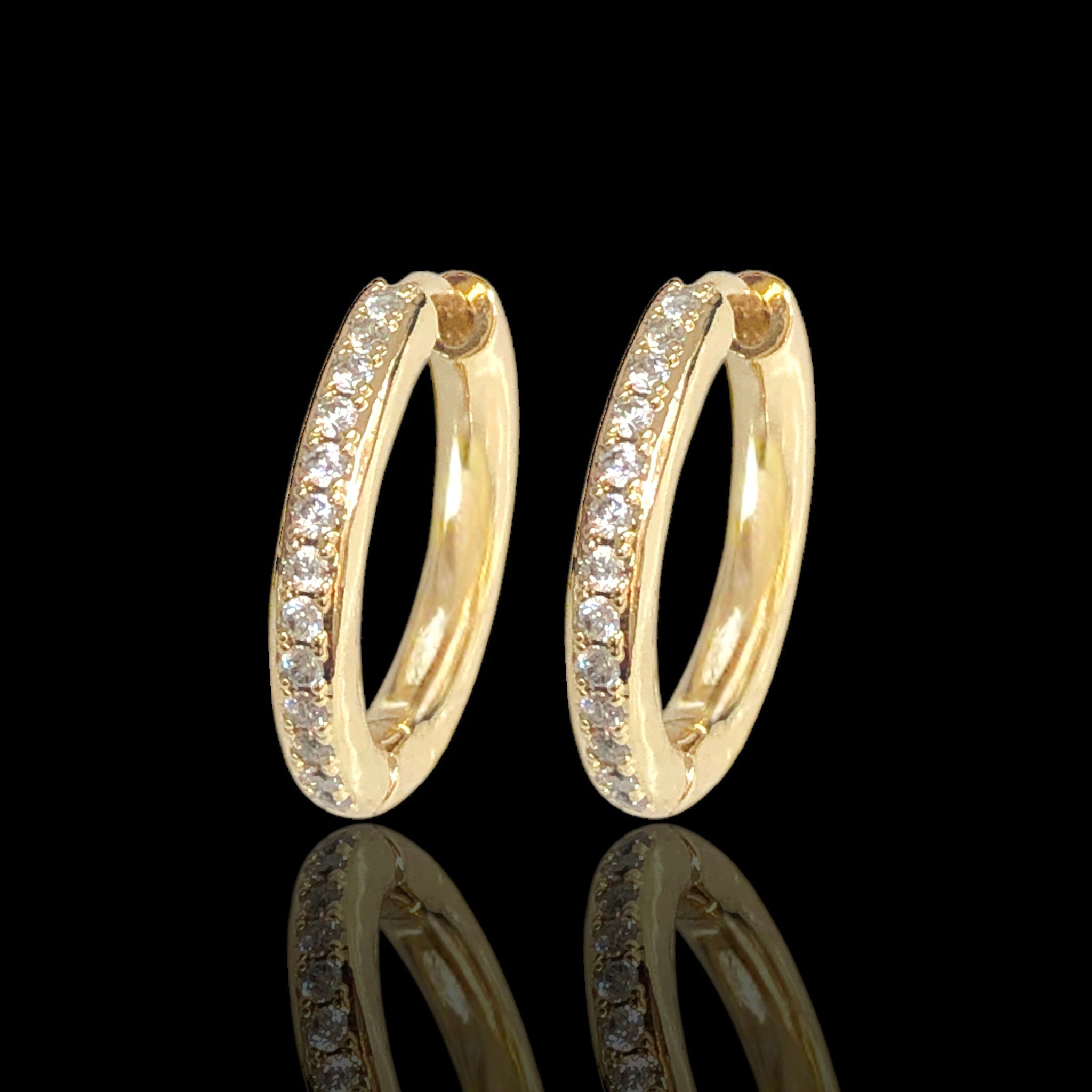 Gold Filled Oro Laminado Double Sided Cubic Zirconia Earrings