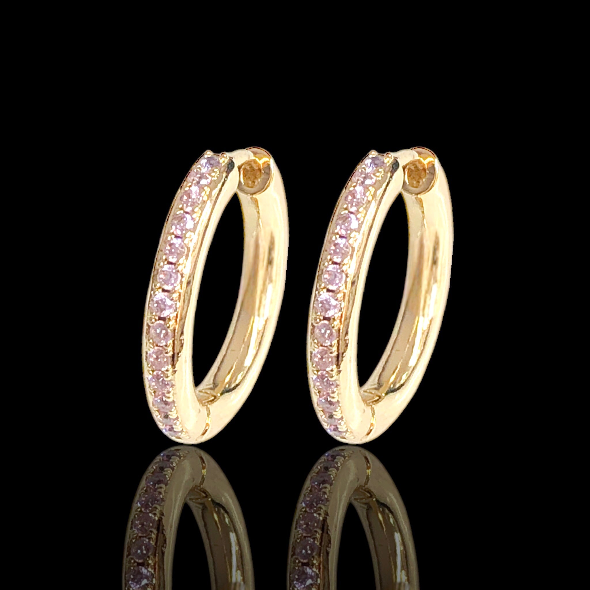 Gold Filled Oro Laminado Double Sided Cubic Zirconia Earrings