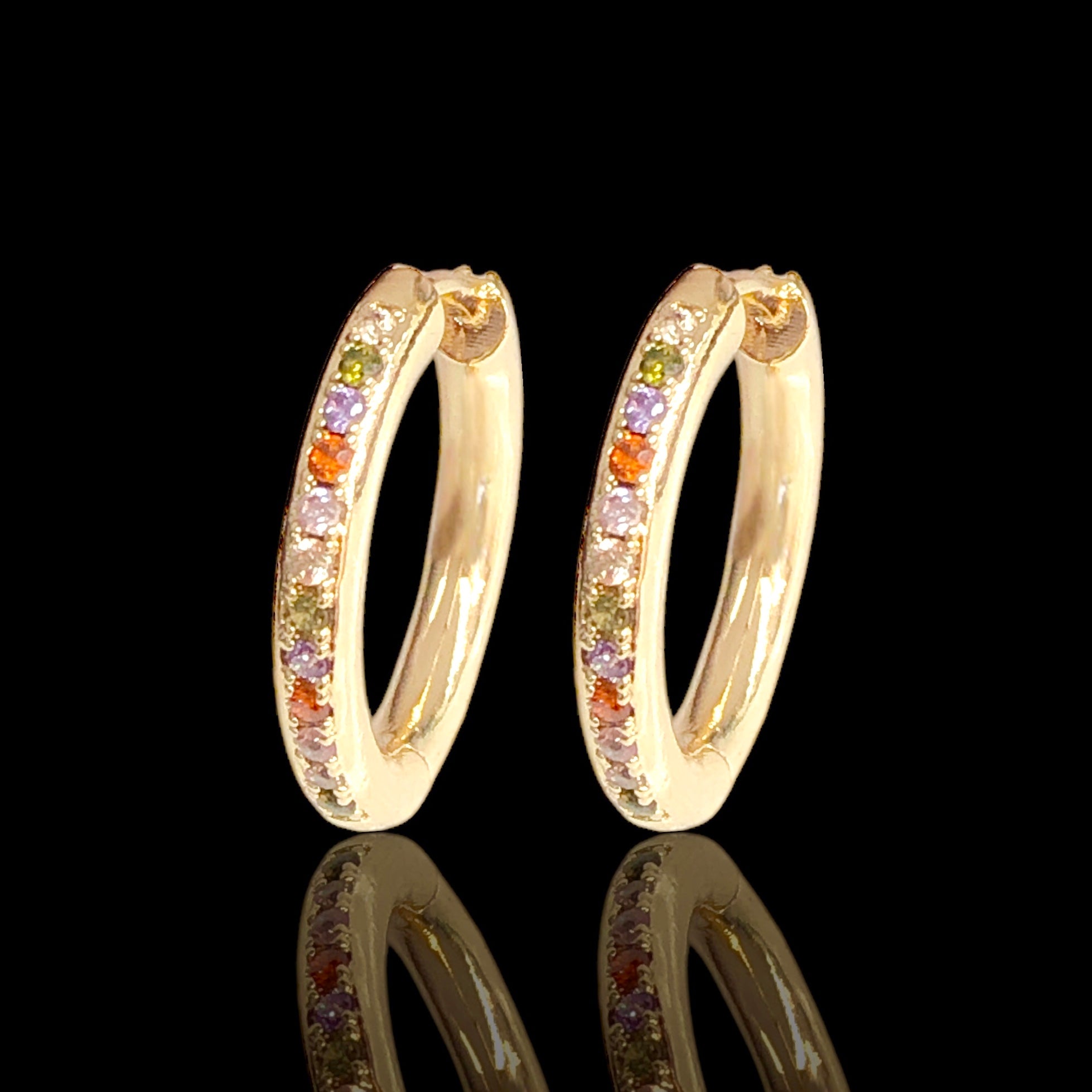 Gold Filled Oro Laminado Double Sided Cubic Zirconia Earrings