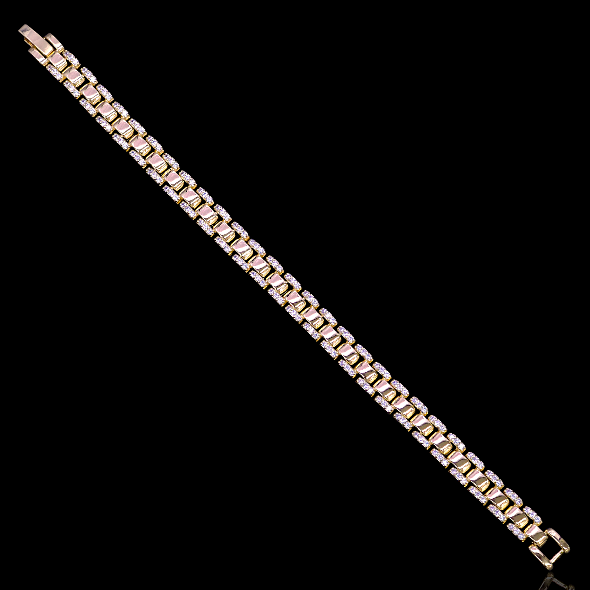 Gold Filled Oro Laminado Dubai Rolx Zirconia Bracelet