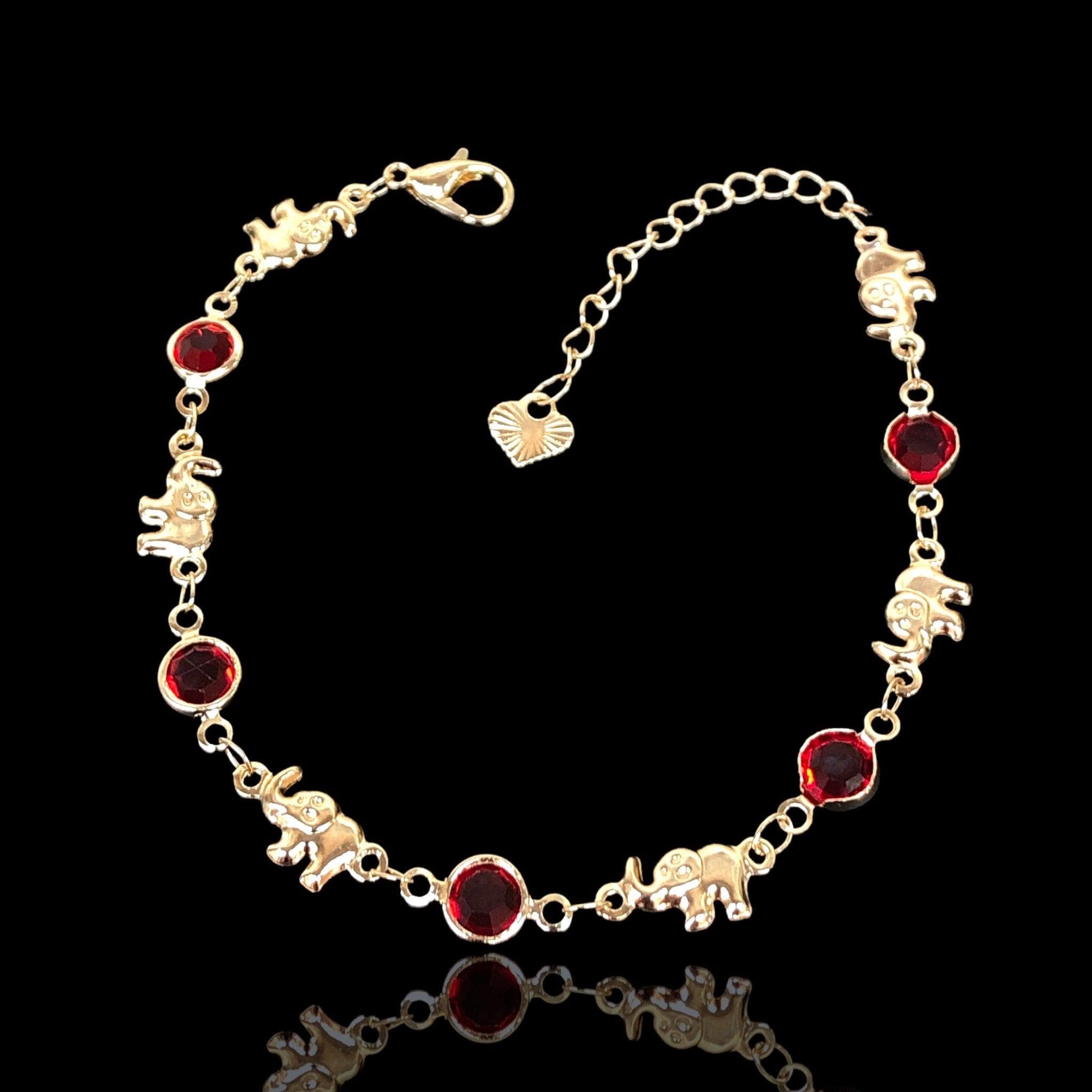 Gold Filled Oro Laminado Elephant Crystal Bead Bracelets