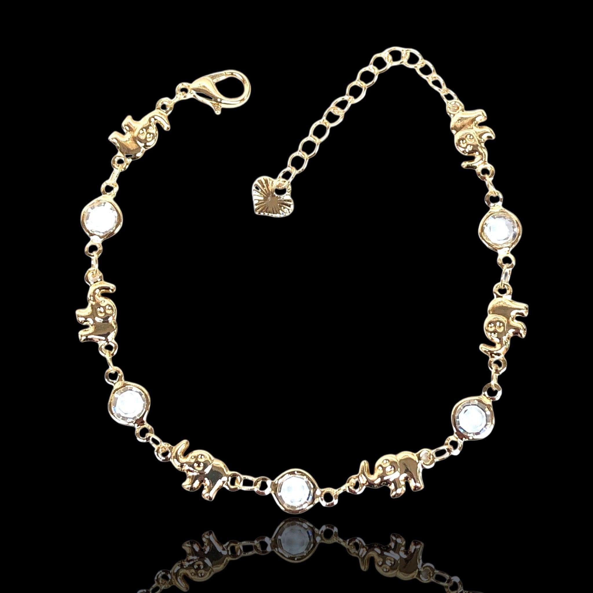 Gold Filled Oro Laminado Elephant Crystal Bead Bracelets 4