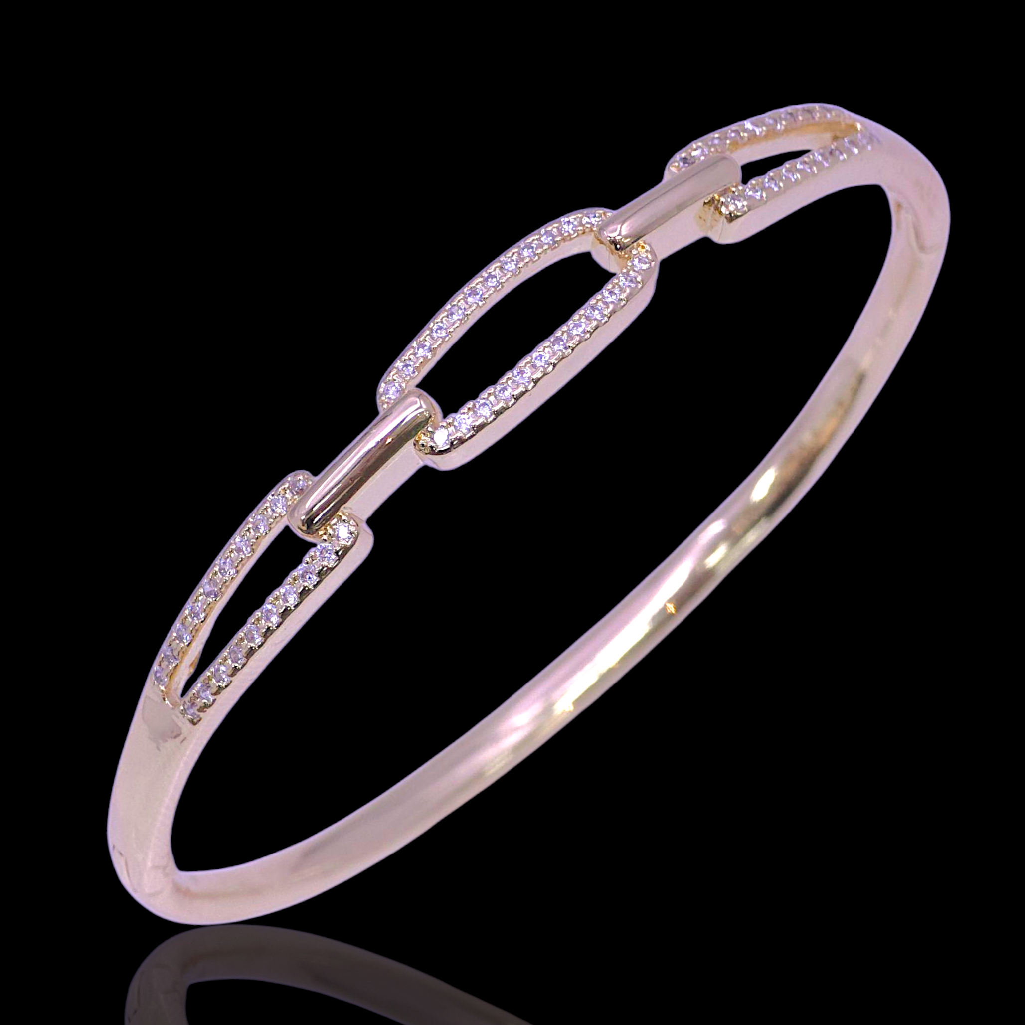 Gold Filled Oro Laminado Firenze Helix Zirconia Bangle