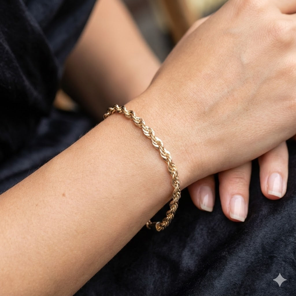 Gold Filled Oro Laminado Florentine Rope Bracelet