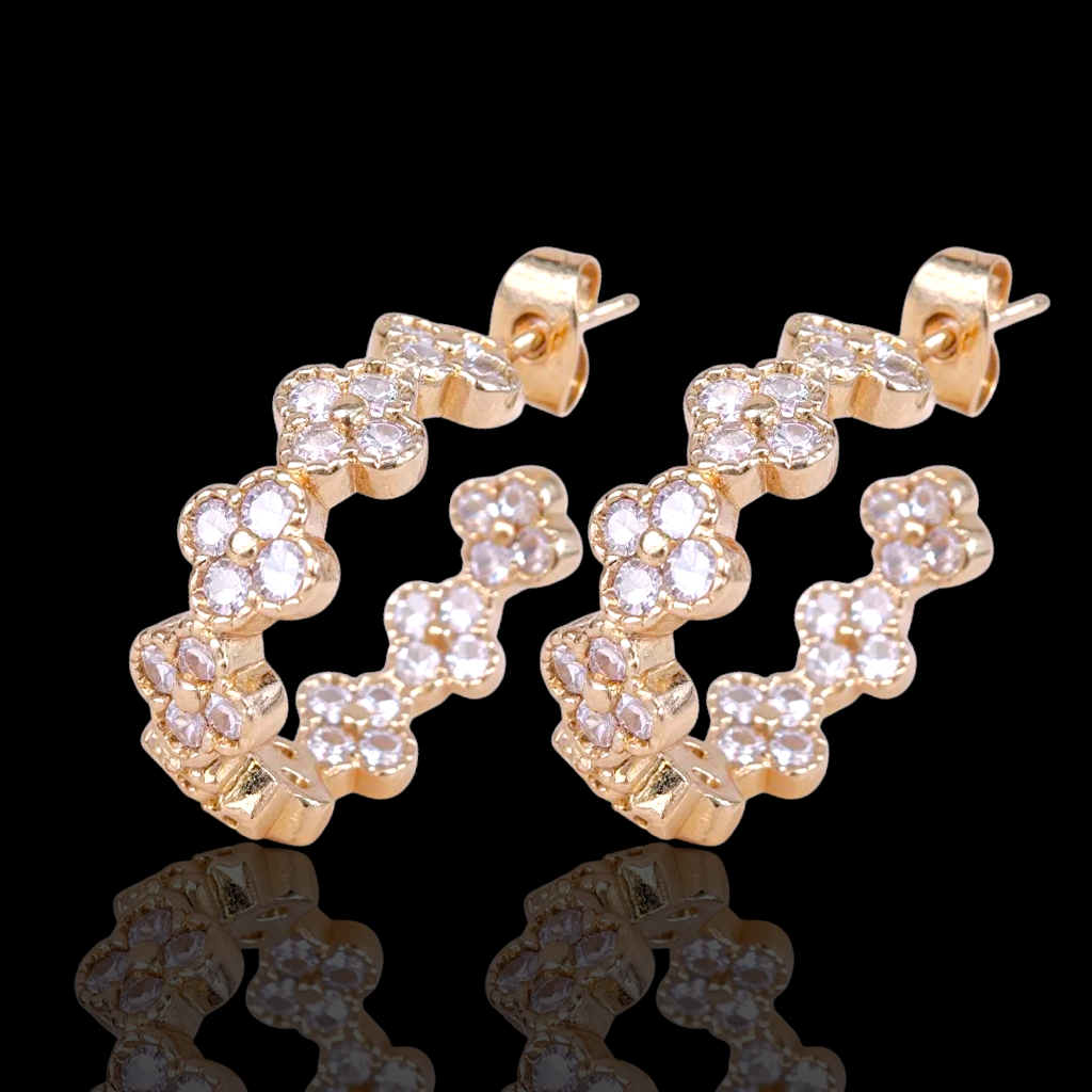 Gold Filled Oro Laminado French Blossom Hoop Earrings