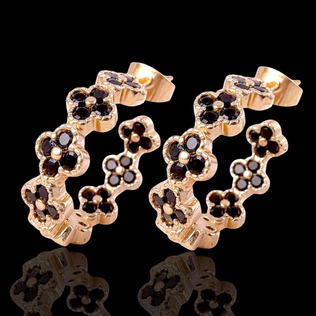 Gold Filled Oro Laminado French Blossom Hoop Earrings