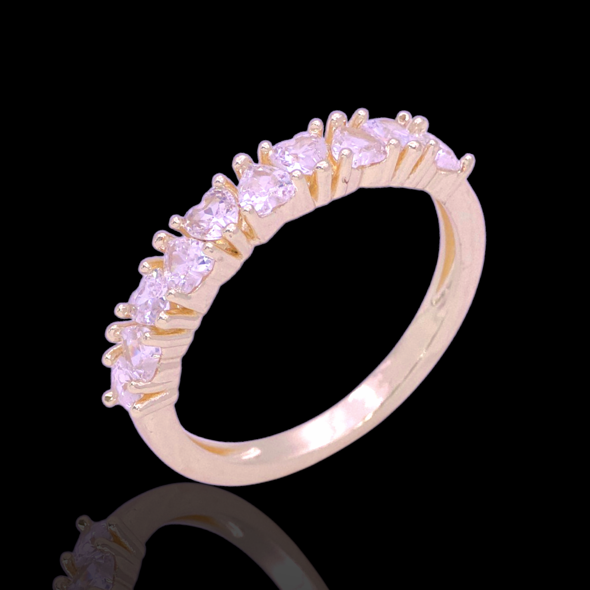 Gold Filled Oro Laminado French Heart Zirconia Stackable Ring
