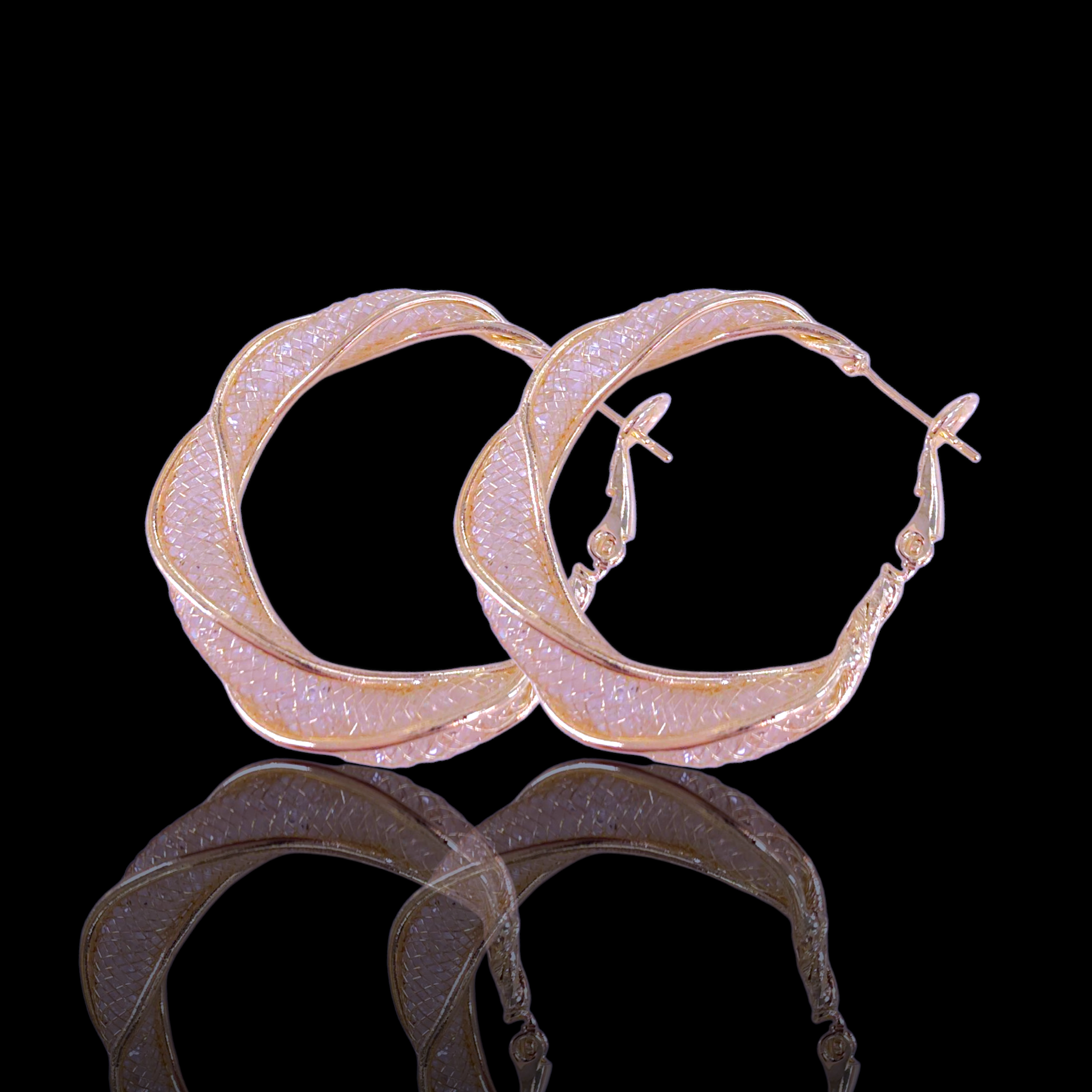 Gold Filled Oro Laminado French Luxury Netted Zirconia Earrings