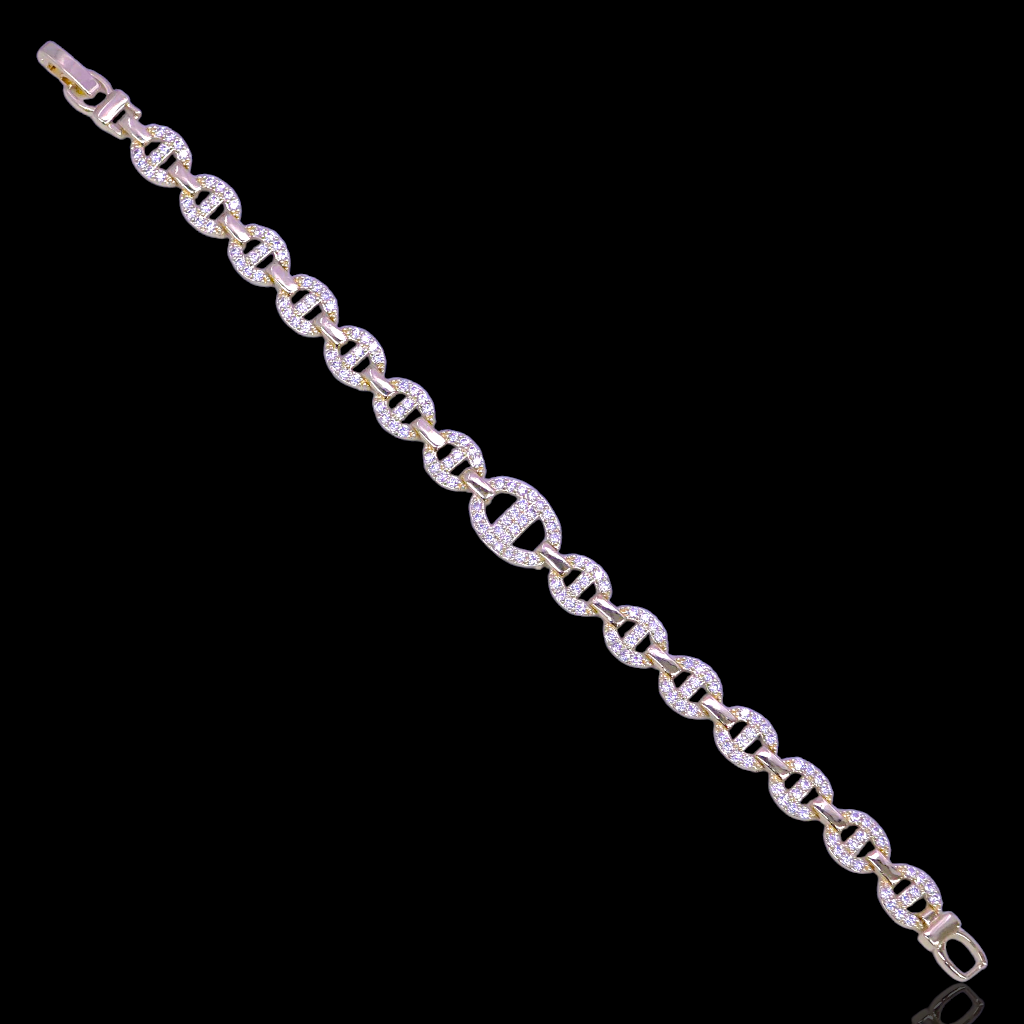 Gold Filled Oro Laminado French Mariner Zirconia Bracelet