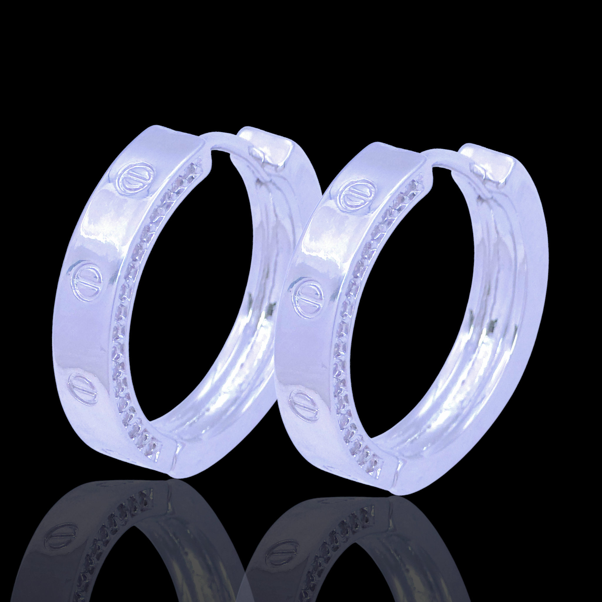 Gold Filled Oro Laminado Galaxia Zirconia Hoop Earrings